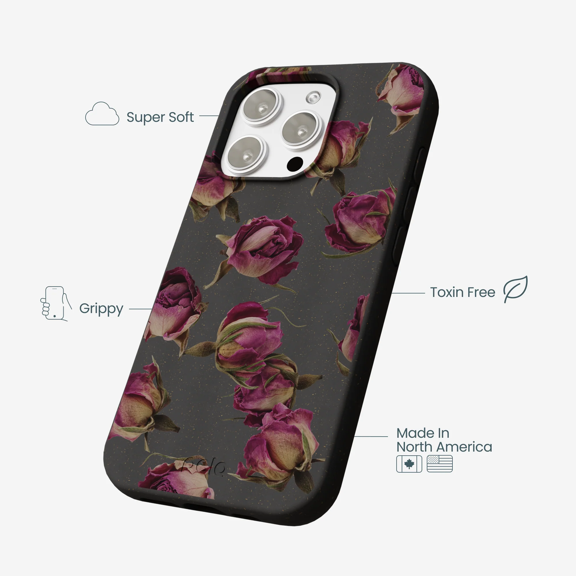 Black Dried Rosebuds iPhone 16 Pro Max Case - Image 4
