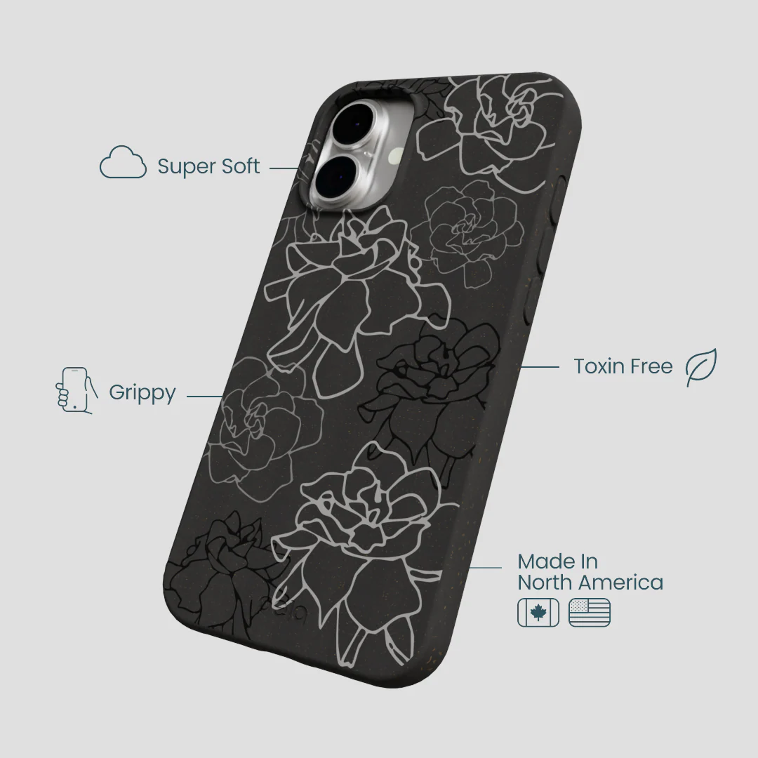 Black Gardenia Lines iPhone 16 Plus Case - Image 4