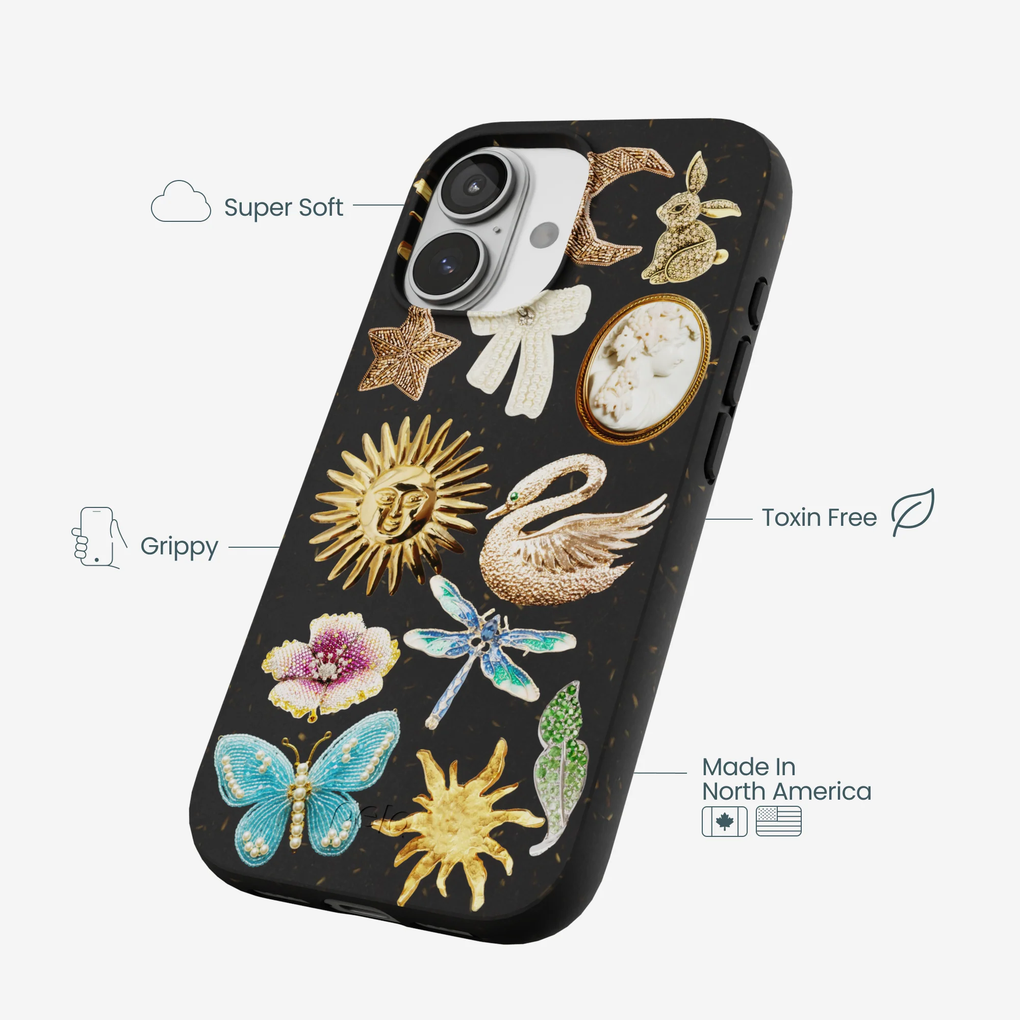 Black Heirloom Collage iPhone 17 Case - Image 4