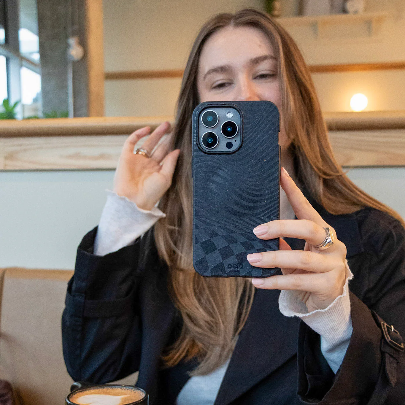 Black Melted Checkers Google Pixel 8a Case - Image 2