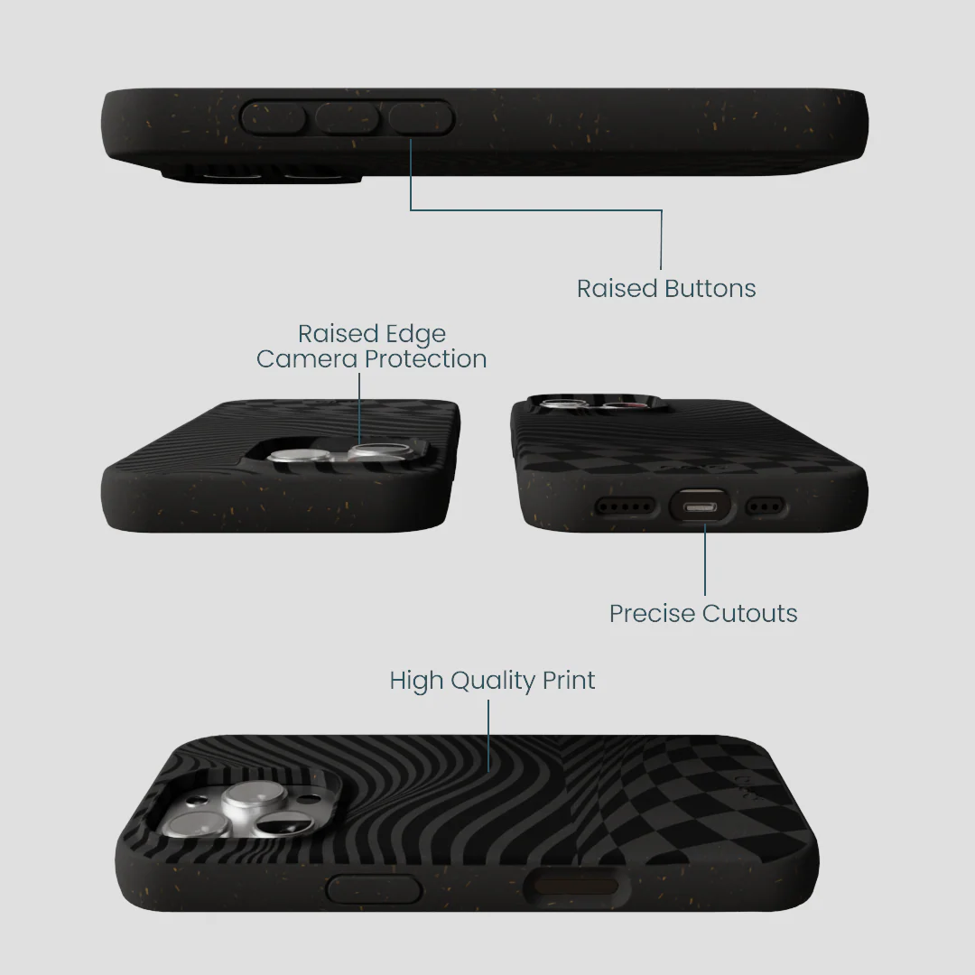 Black Melted Checkers iPhone 16 Pro Case - Image 3
