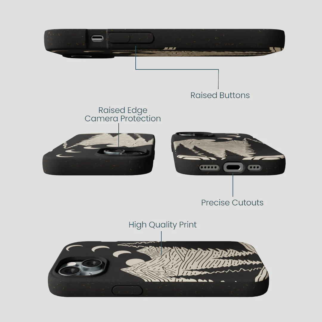 Black Moonlight Peaks iPhone 14 Case - Image 3