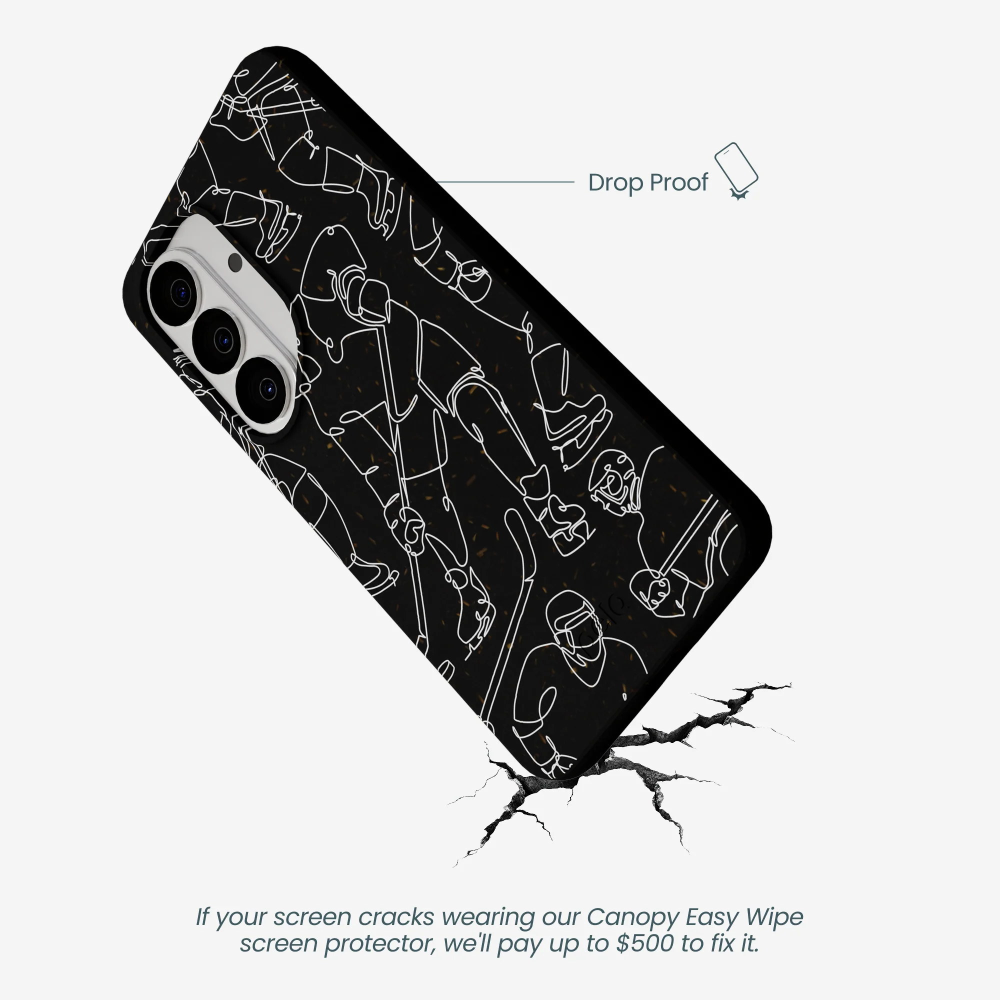 Black Play Sketch Samsung Galaxy S26 Case - Image 4