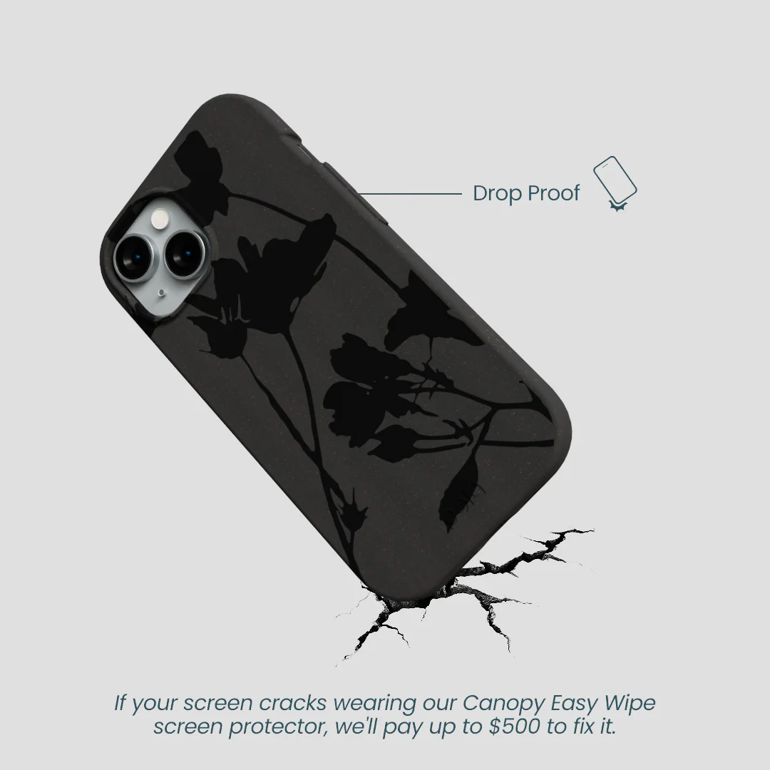 Black Shadow Petals iPhone 15 Case - Image 5