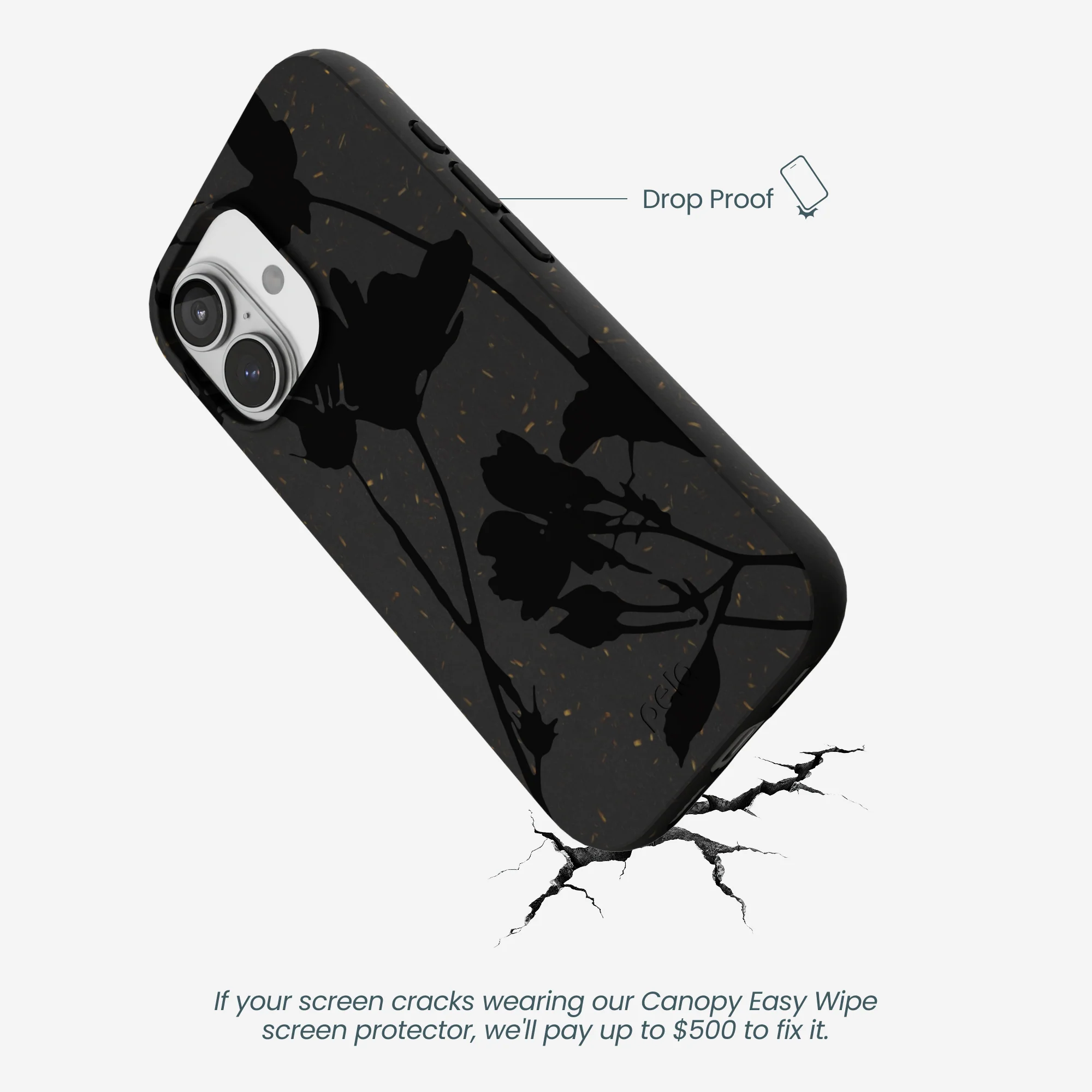 Black Shadow Petals iPhone 17 Case - Image 5