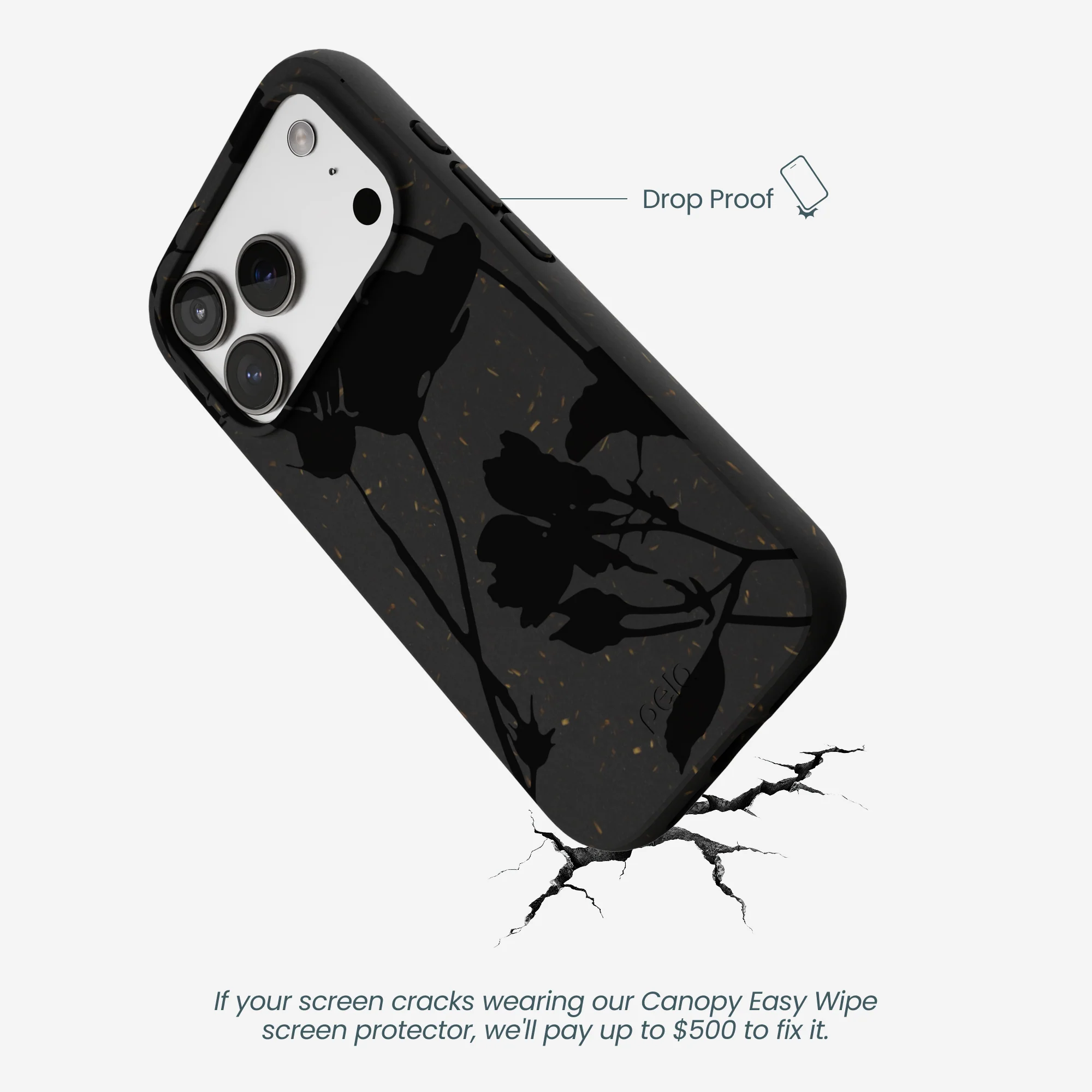Black Shadow Petals iPhone 17 Pro Case - Image 4