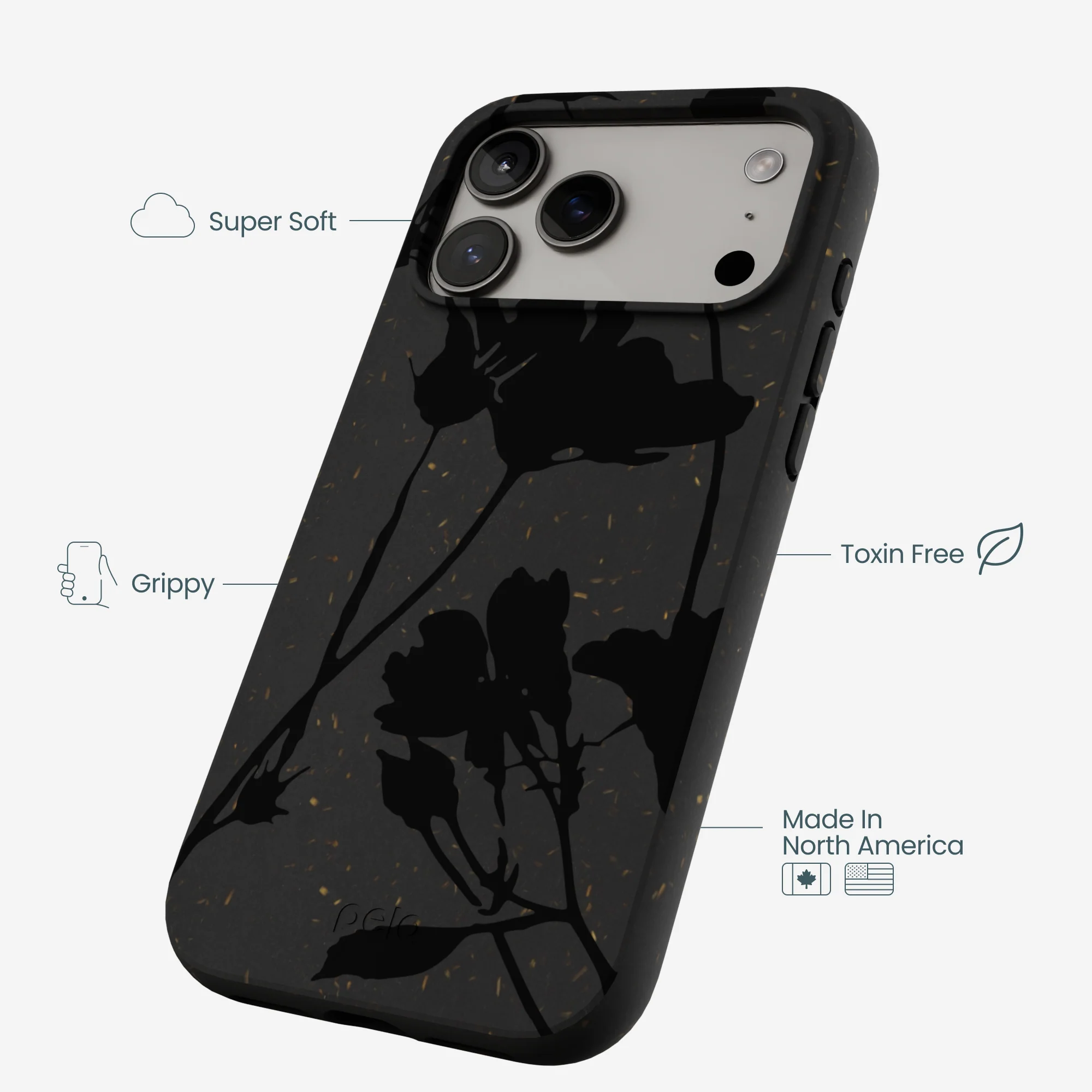 Black Shadow Petals iPhone 17 Pro Max Case - Image 4