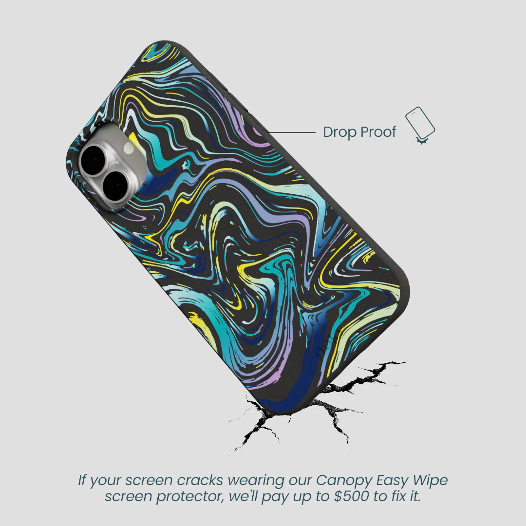Black Space Waves iPhone 16 Plus Case - Image 4
