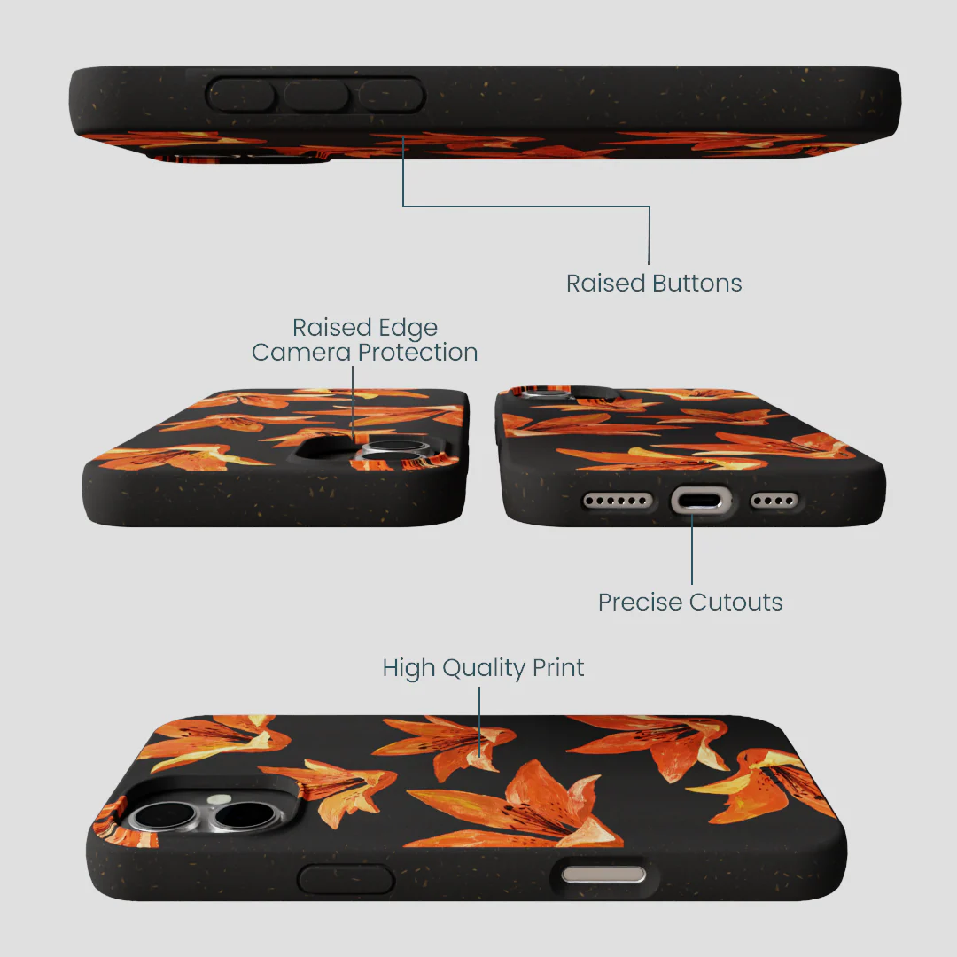 Black Tiger Lily iPhone 16 Plus Case - Image 3