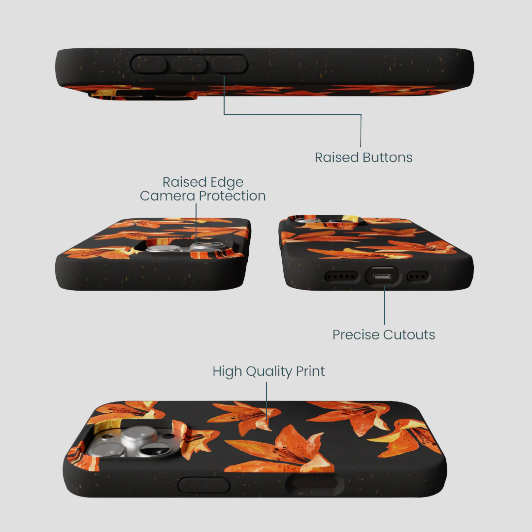 Black Tiger Lily iPhone 16 Pro Case - Image 3