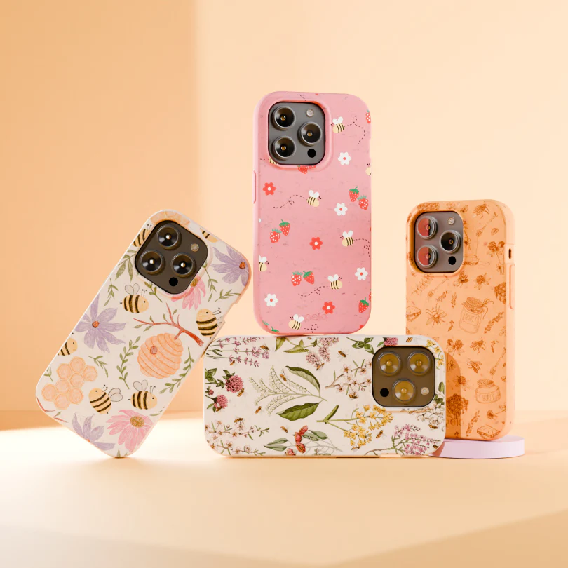 Bubblegum Pink Bees n Berries iPhone 6/6s/7/8/SE Case - Image 2