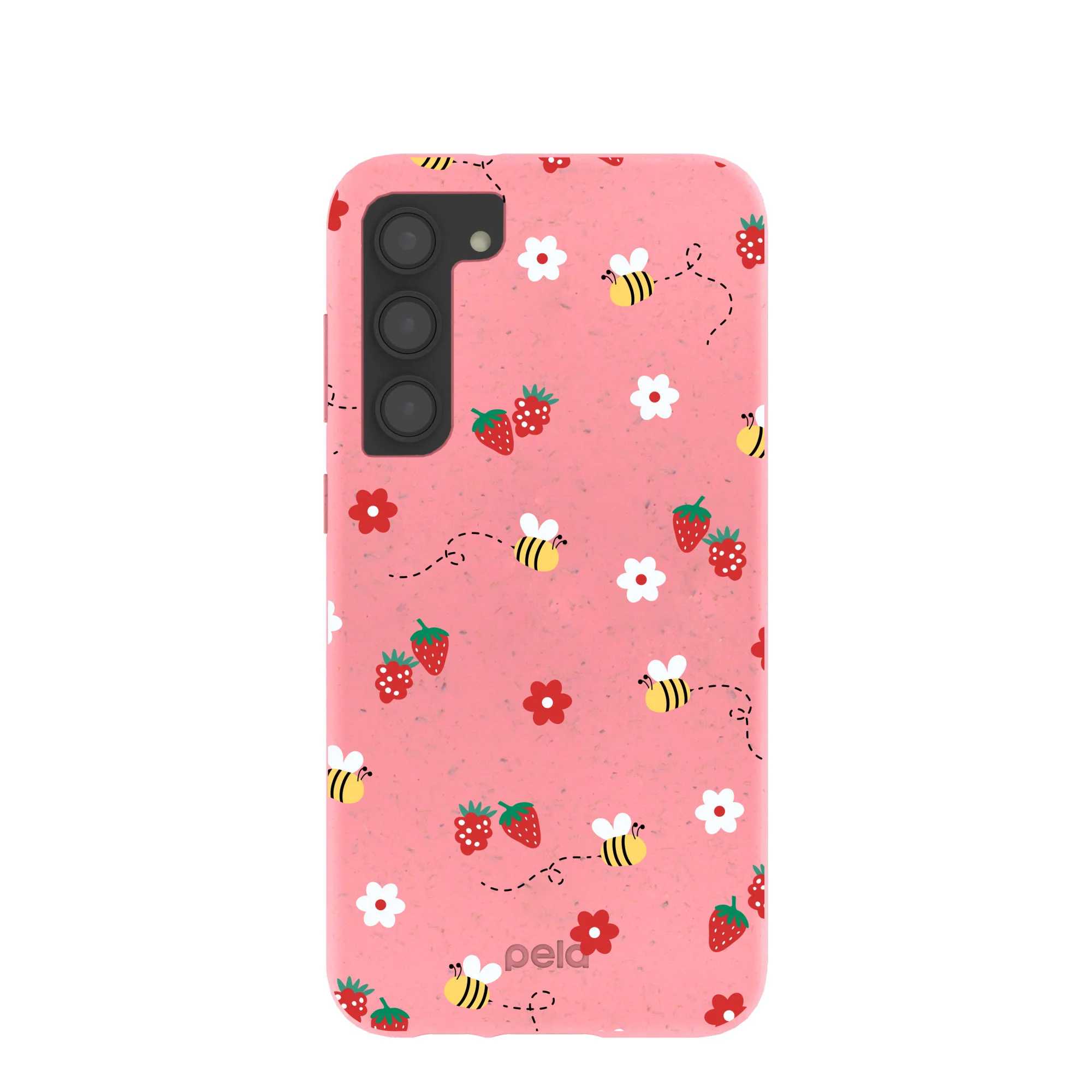 Bubblegum Pink Bees n Berries Samsung Galaxy S23+(Plus) Case