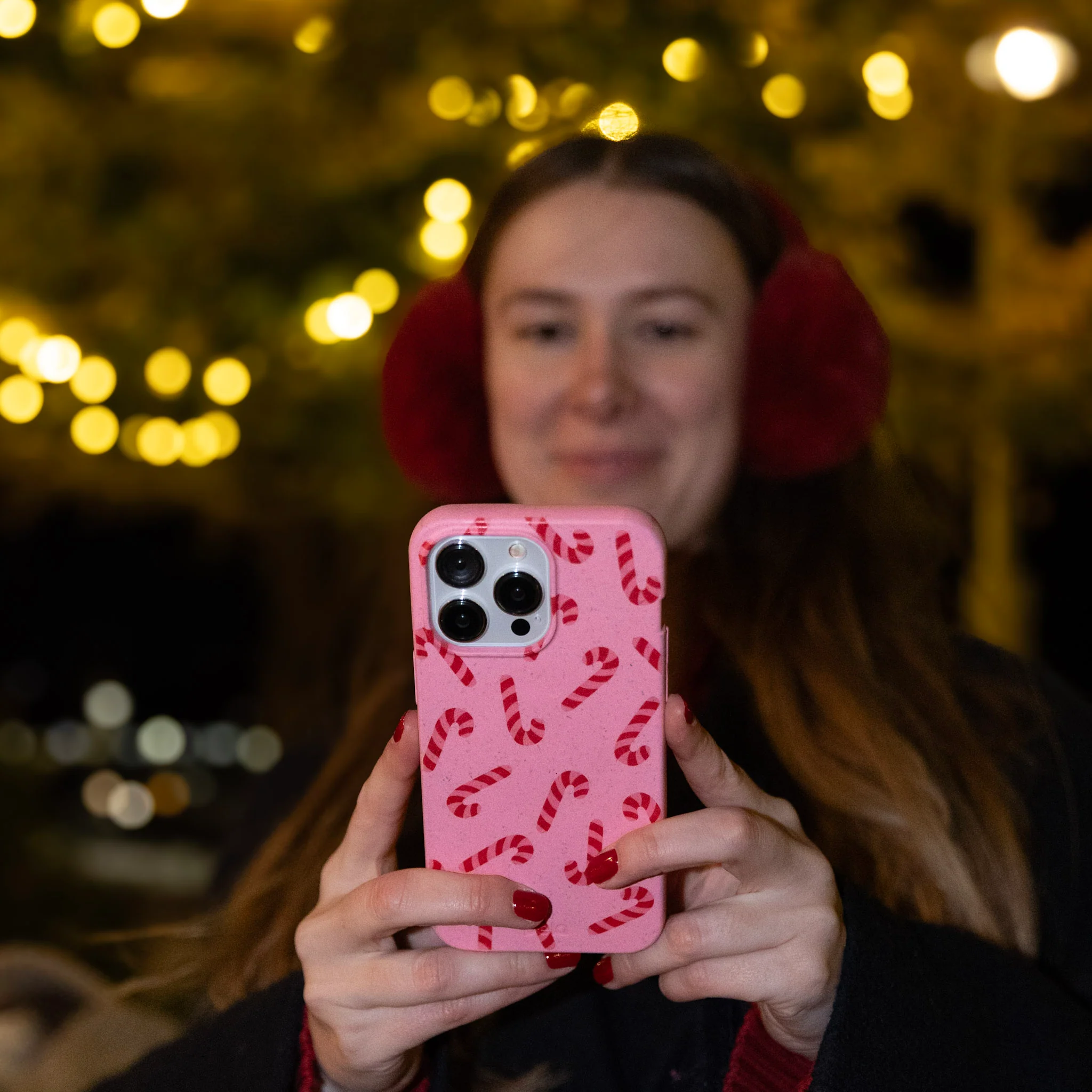 Bubblegum Pink Candy Cane Chaos iPhone 14 Case - Image 6