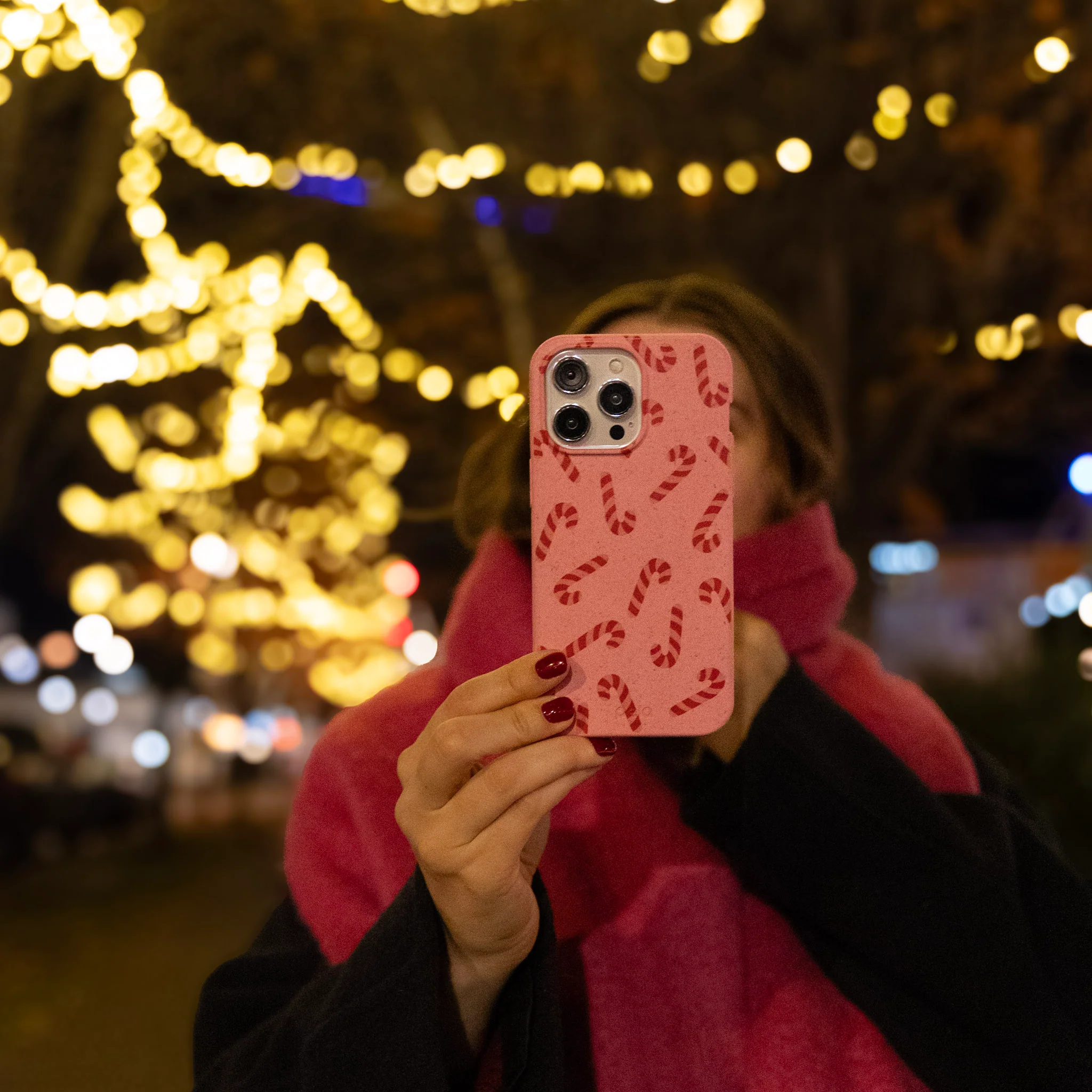 Bubblegum Pink Candy Cane Chaos iPhone 16 Plus Case - Image 8