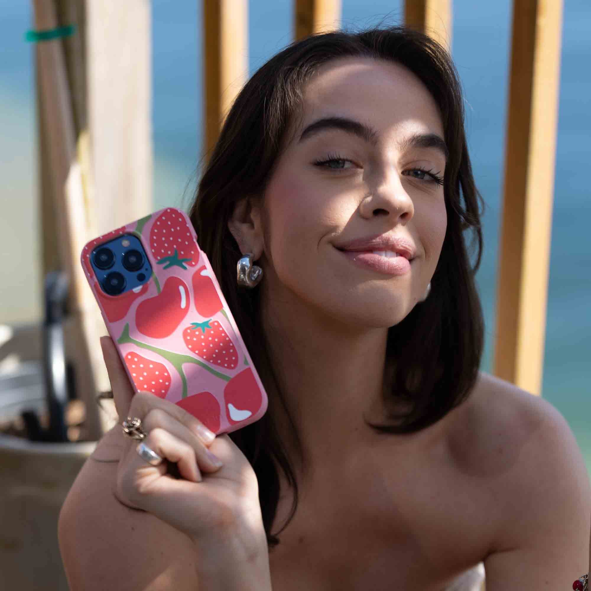 Bubblegum Pink Cherry Berry Google Pixel 9a Case - Image 2