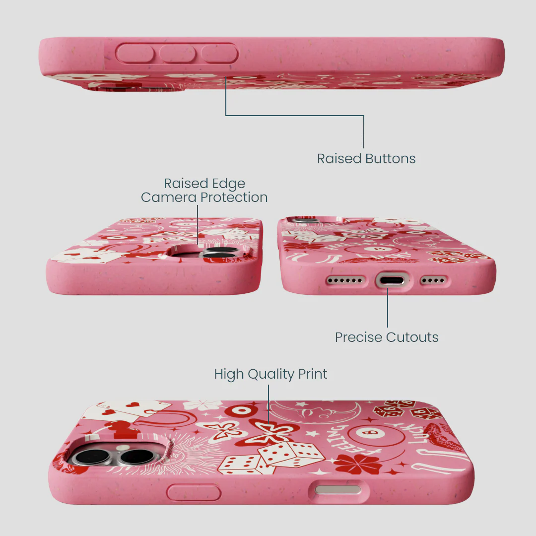 Bubblegum Pink Feeling Lucky iPhone 16 Plus Case - Image 3