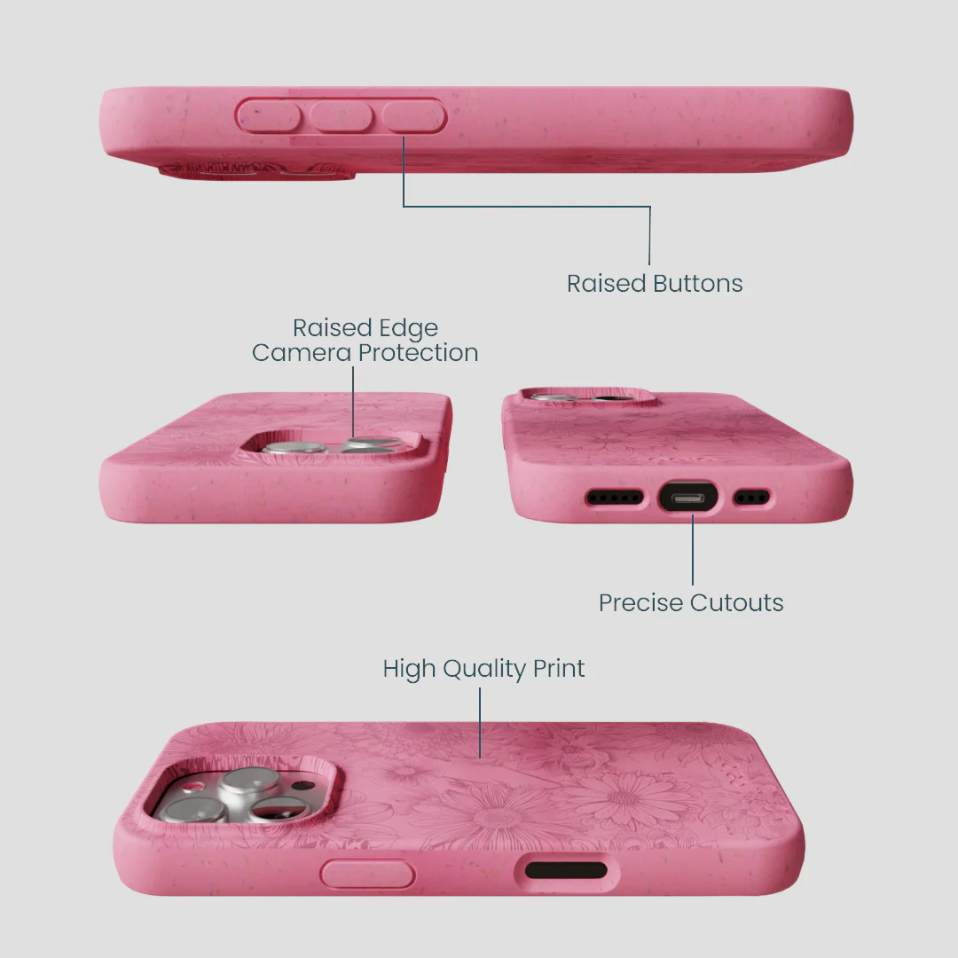 Bubblegum Pink Flora iPhone 16 Pro Case - Image 3