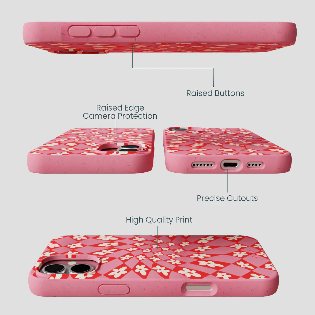 Bubblegum Pink Funky Fleurs iPhone 16 Plus Case - Image 2
