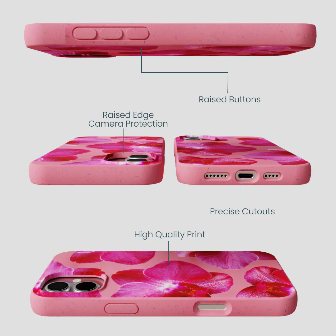 Bubblegum Pink Pink Orchids iPhone 16 Plus Case - Image 2