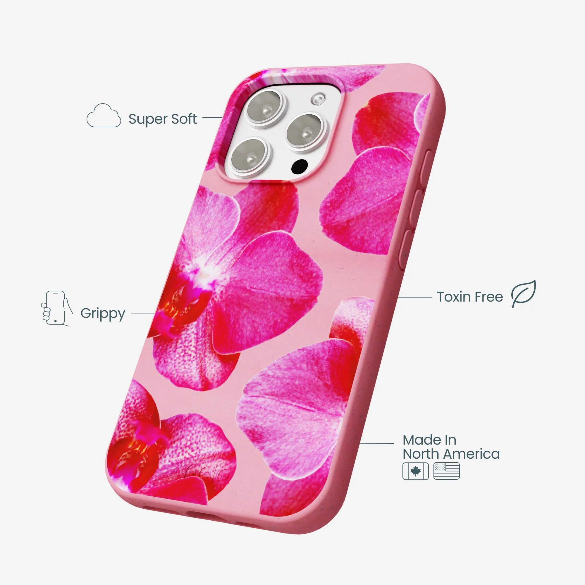 Bubblegum Pink Pink Orchids iPhone 16 Pro Max Case - Image 4