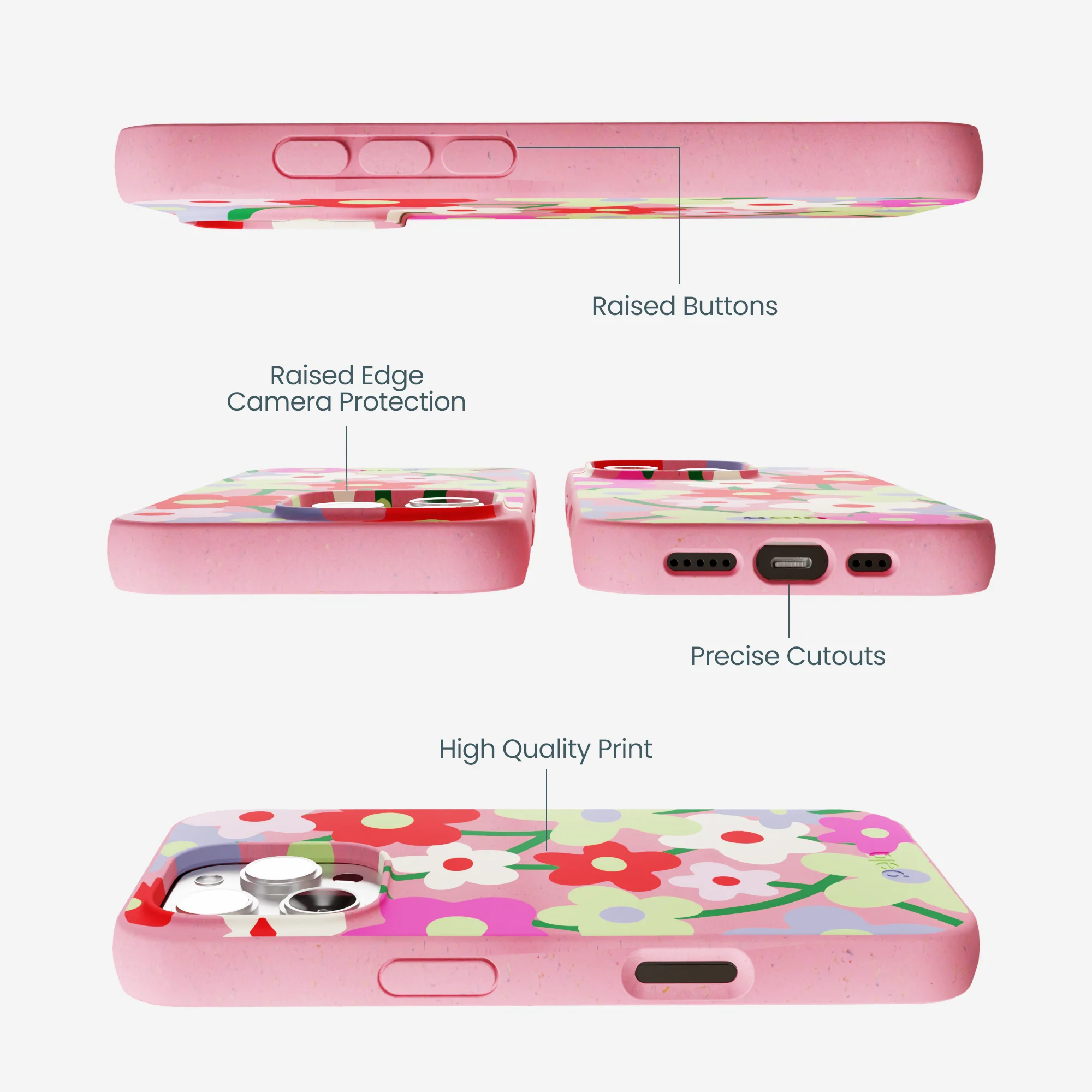 Bubblegum Pink Poppy Flora iPhone 16 Pro Max Case - Image 3