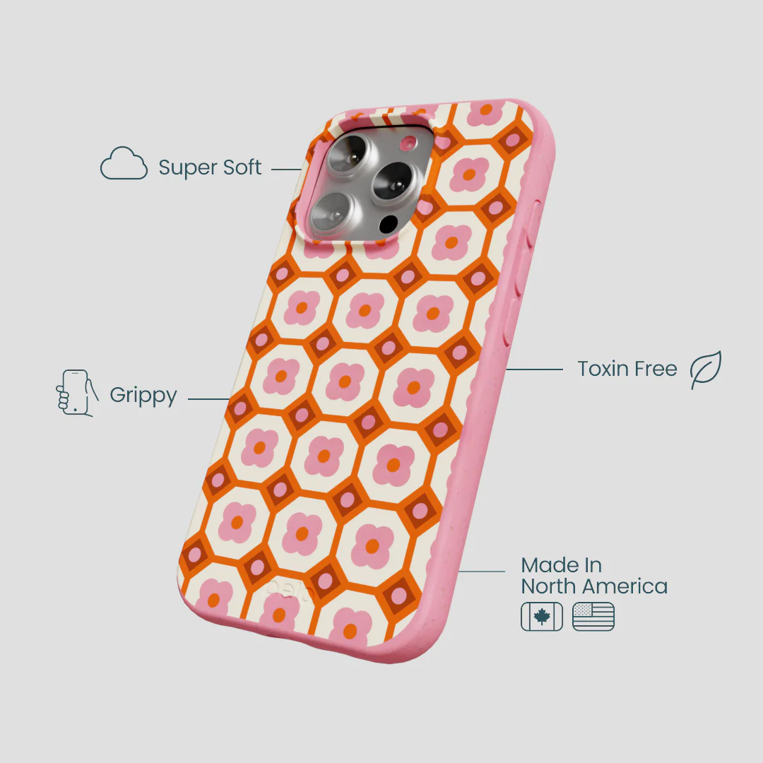 Bubblegum Pink Retro Tiles iPhone 16 Pro Case - Image 4