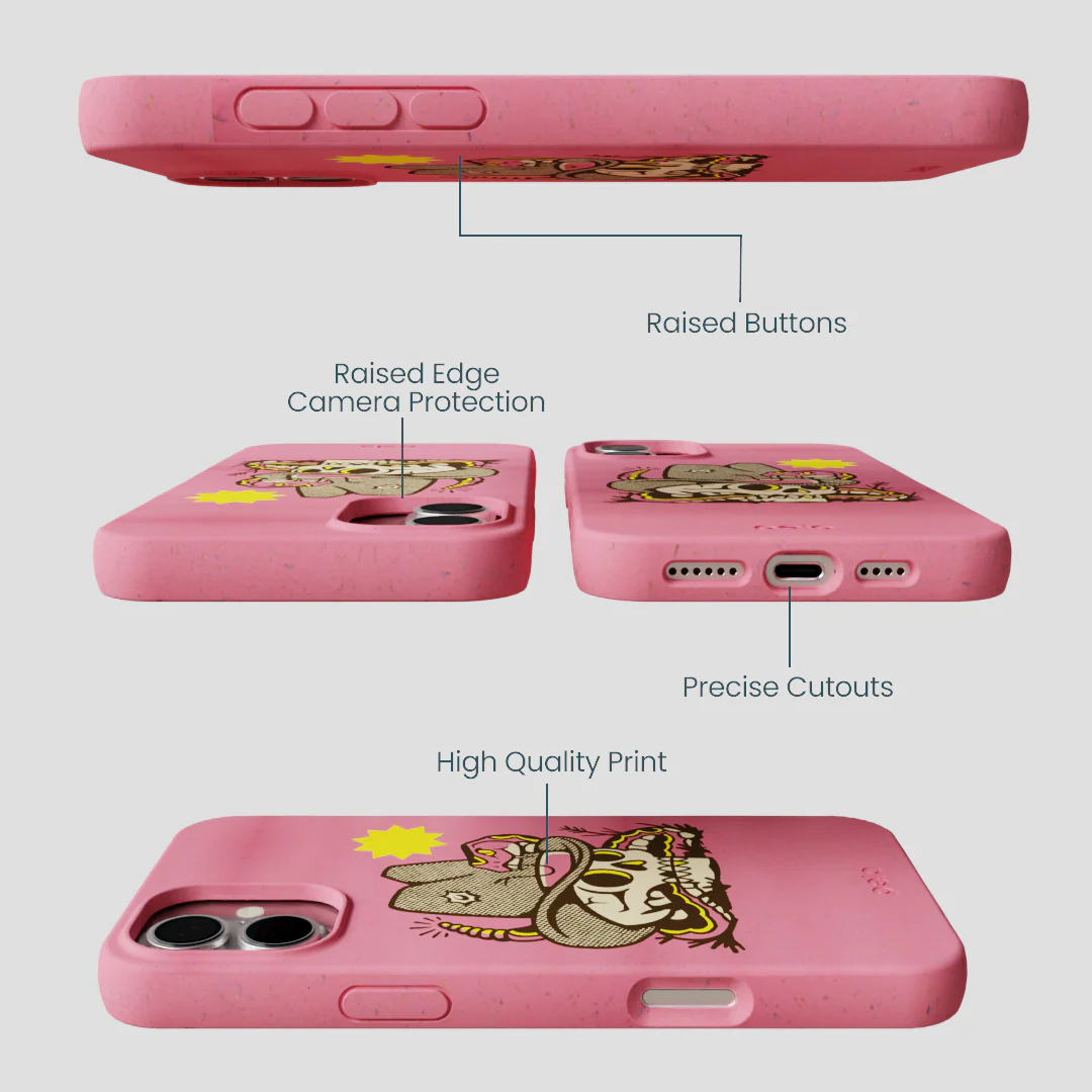 Bubblegum Pink Snakebite iPhone 16 Plus Case - Image 3