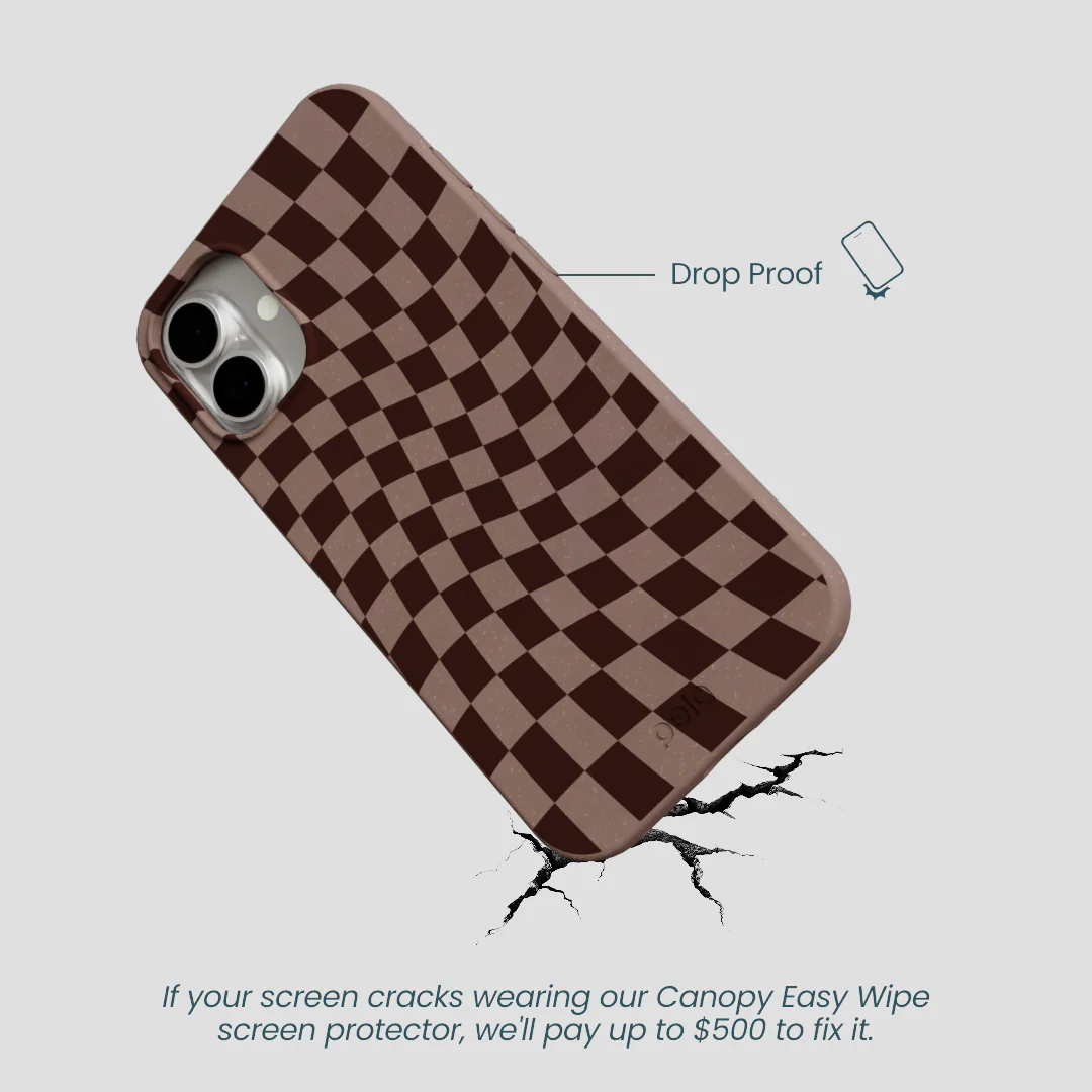 Chocolate Brown Cafe Check iPhone 16 Plus Case - Image 5