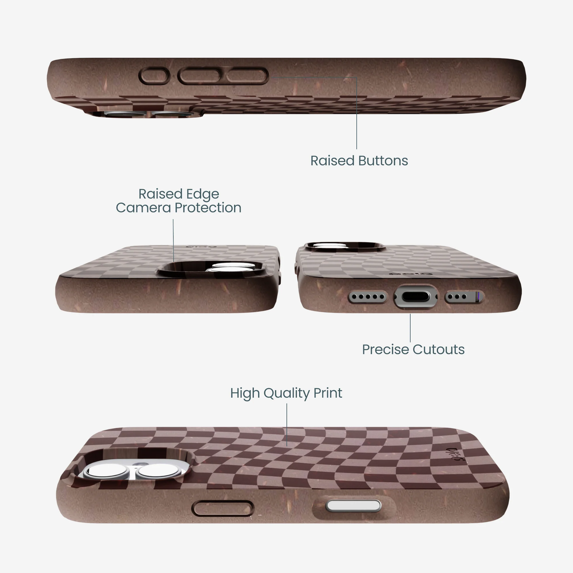 Chocolate Brown Cafe Check iPhone 17 Case - Image 3