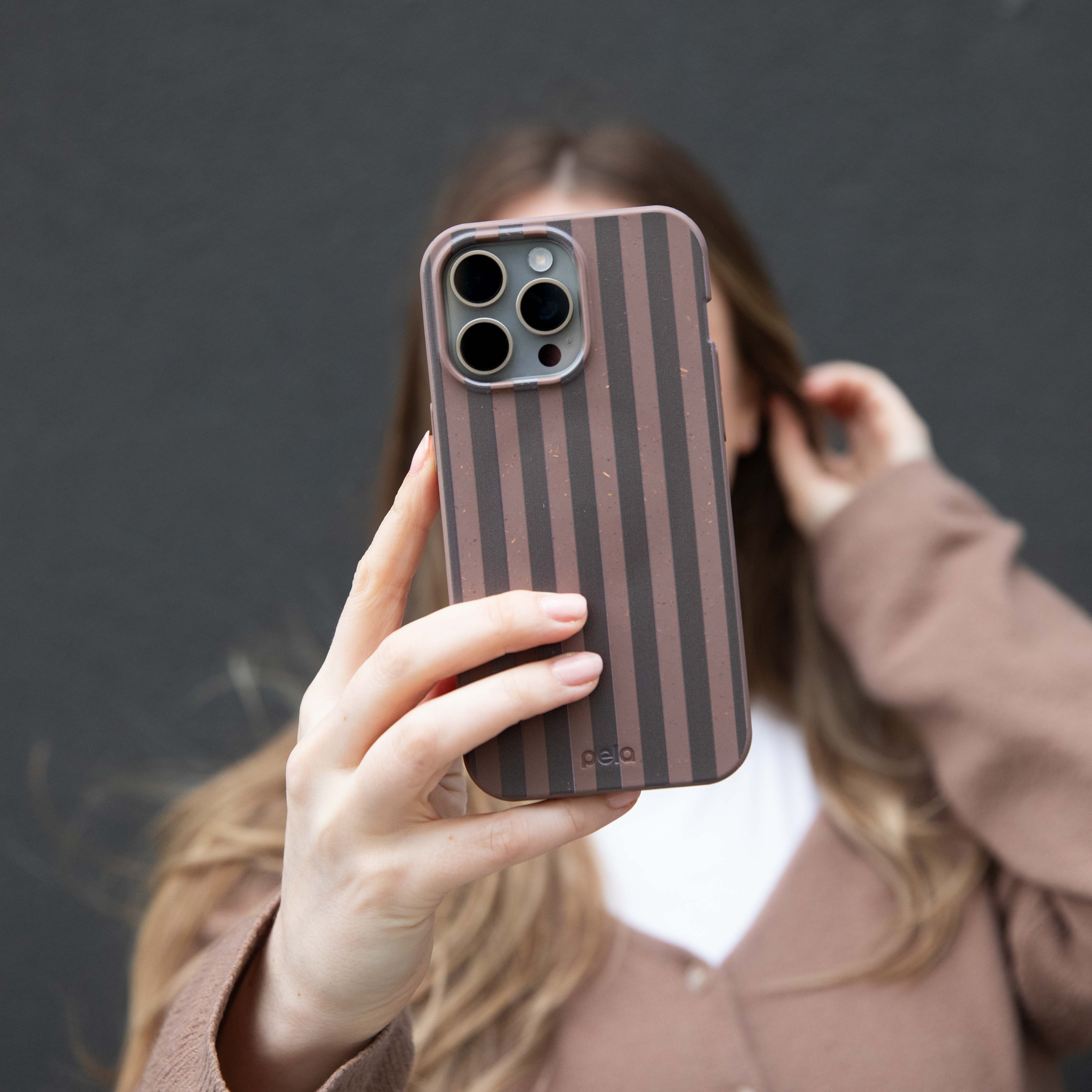 Chocolate Brown Cocoa Stripes Google Pixel 8a Case - Image 2