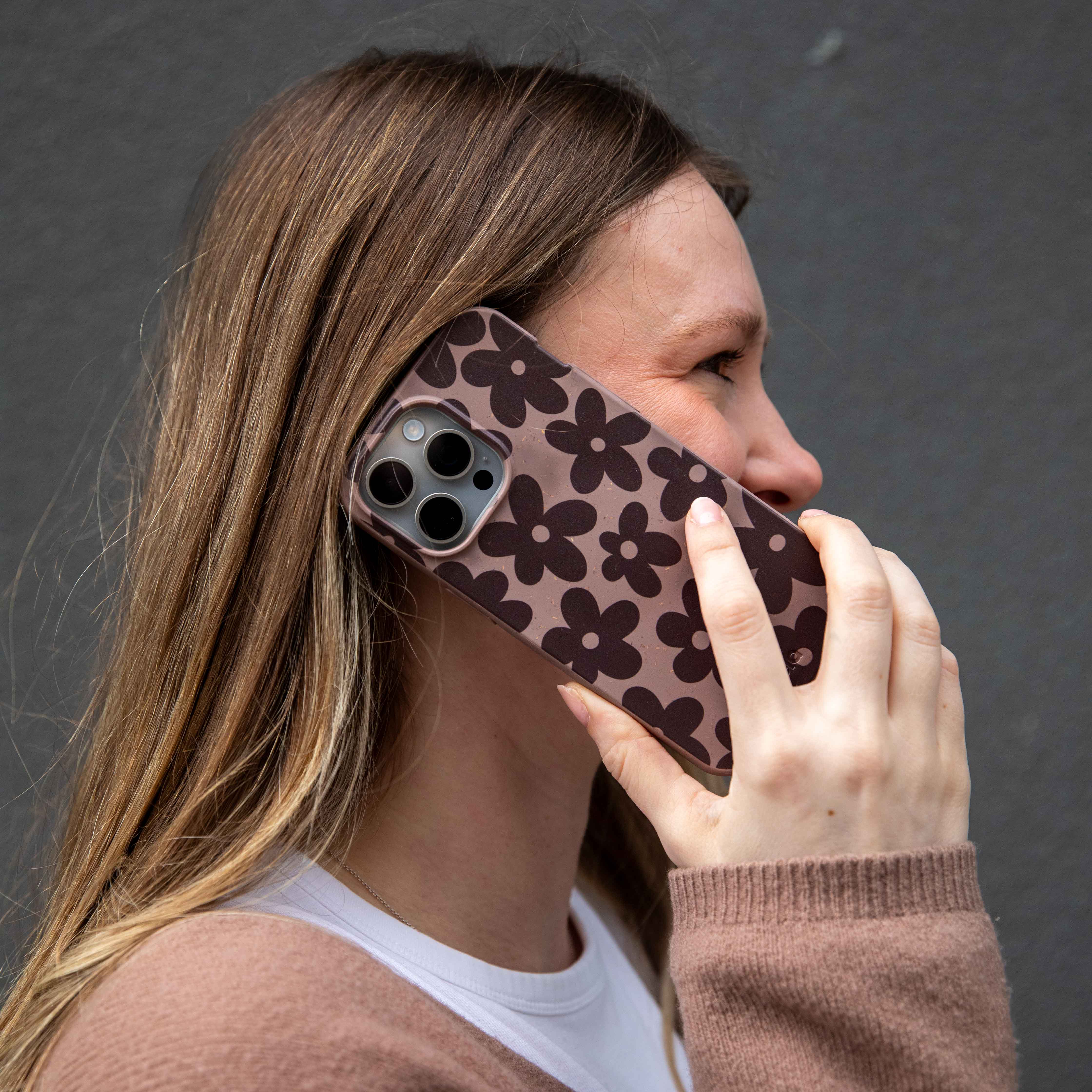 Chocolate Brown Earthy Blooms Google Pixel 7a Case - Image 2