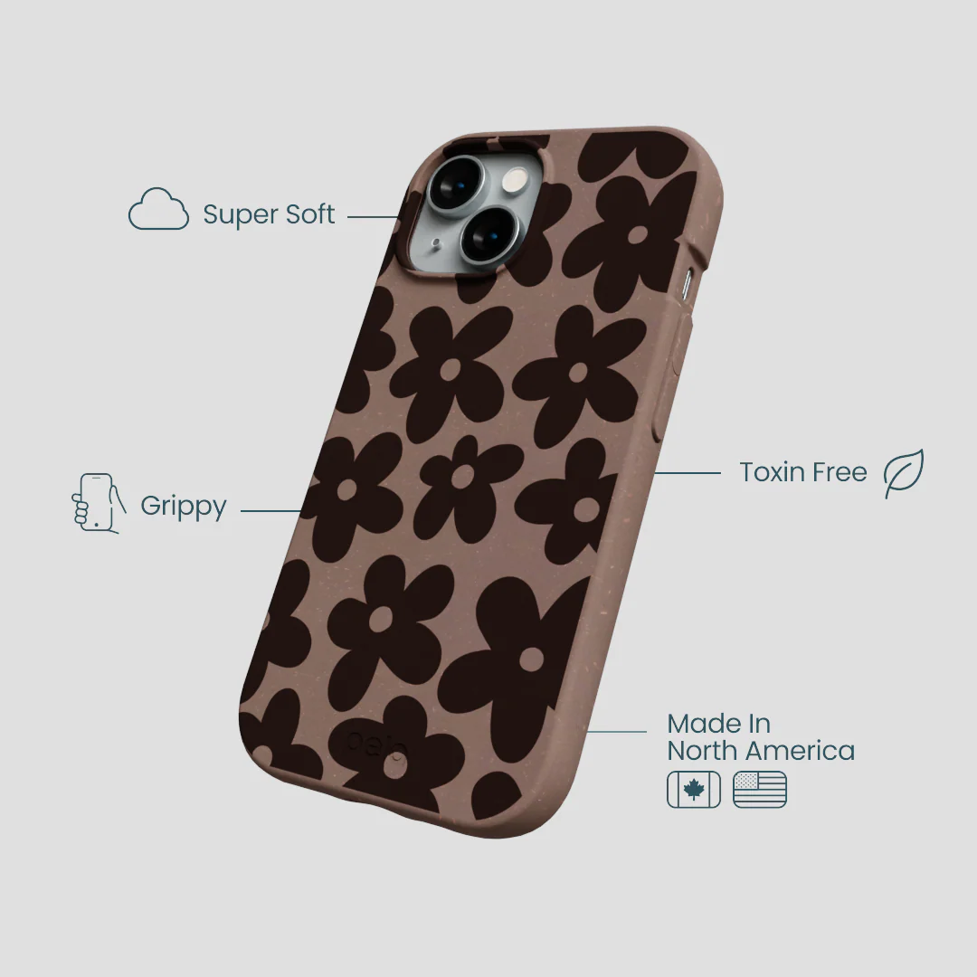 Chocolate Brown Earthy Blooms iPhone 15 Case - Image 4