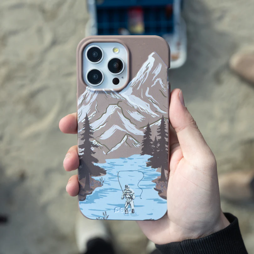 Chocolate Brown Gone Fishing iPhone 6/6s/7/8/SE Case - Image 2