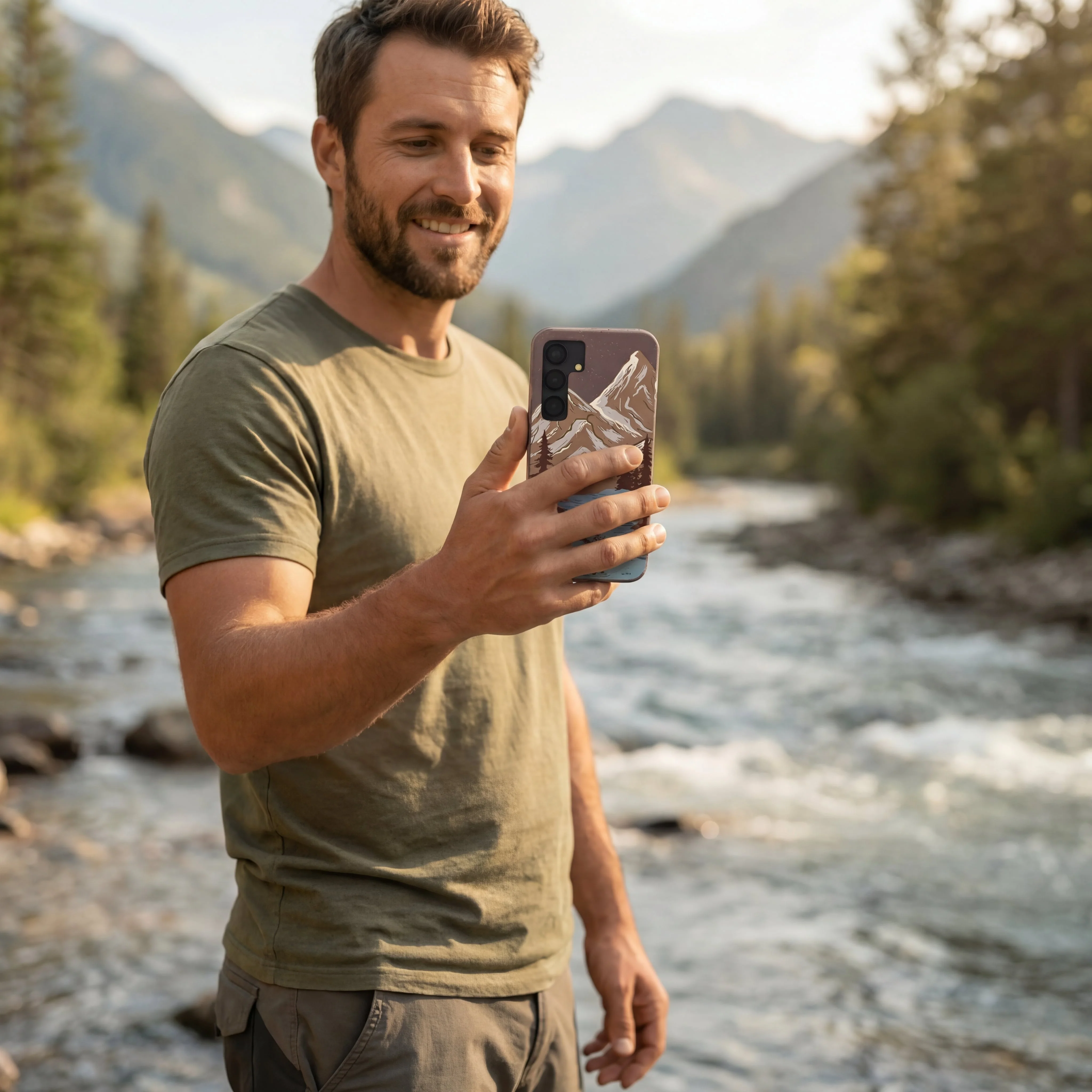 Chocolate Brown Gone Fishing Samsung Galaxy S25+(Plus) Case - Image 2