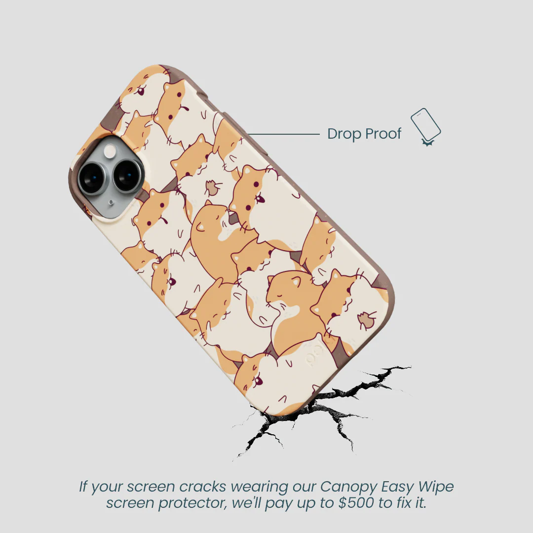 Chocolate Brown Happy Hamsters iPhone 14 Case - Image 5