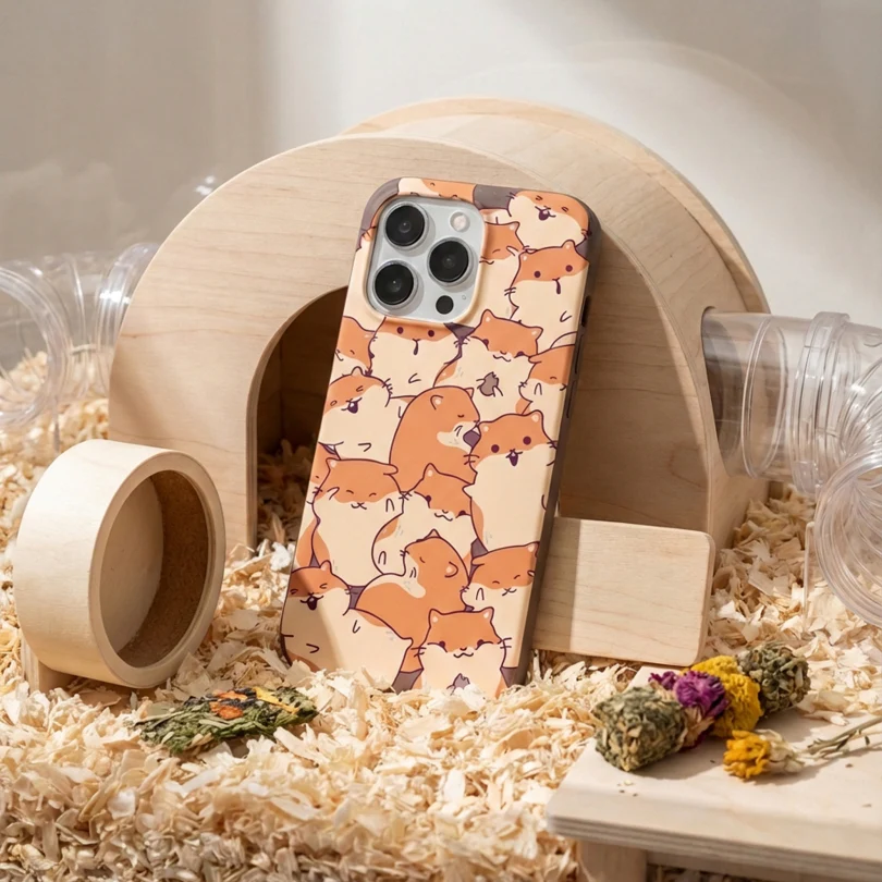 Chocolate Brown Happy Hamsters Samsung Galaxy S26 Case - Image 2