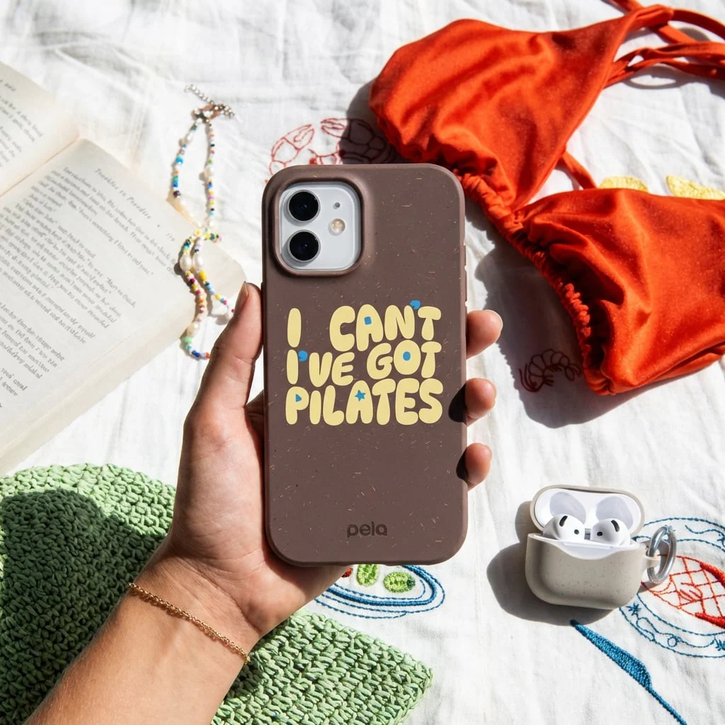 Chocolate Brown Ive got Pilates iPhone 12 Mini Case - Image 2