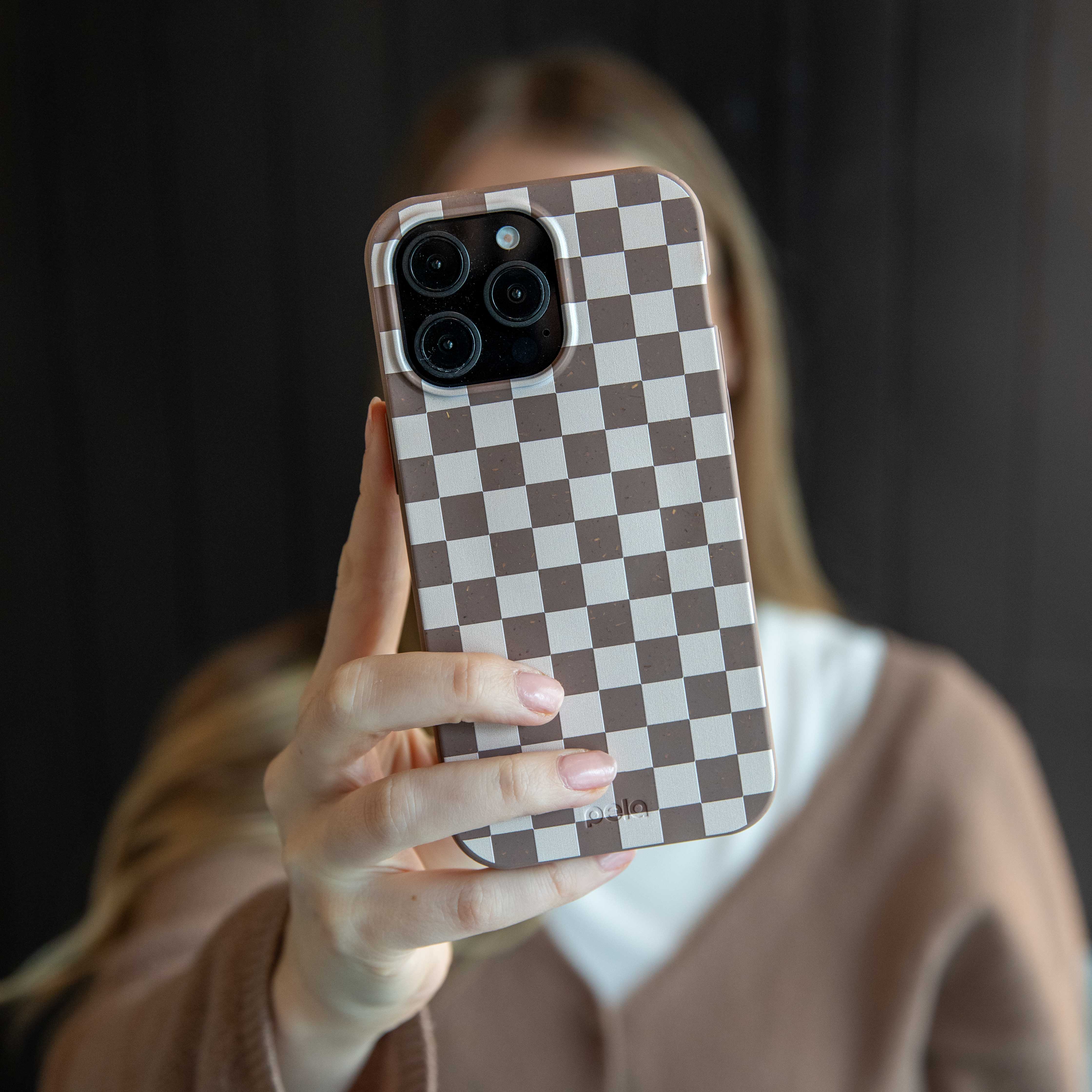 Chocolate Brown Latte Check iPhone 12/ iPhone 12 Pro Case - Image 6