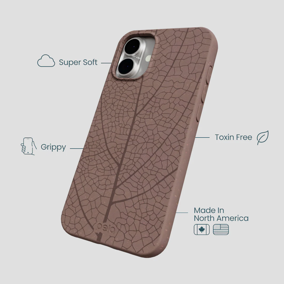 Chocolate Brown Leaf Veins iPhone 16 Plus Case - Image 4