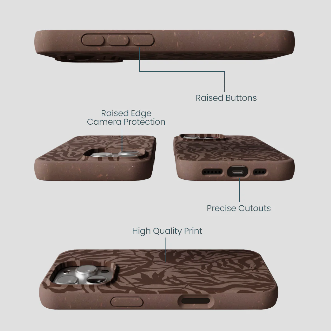 Chocolate Brown Rustic Leaves iPhone 16 Pro Case - Image 3