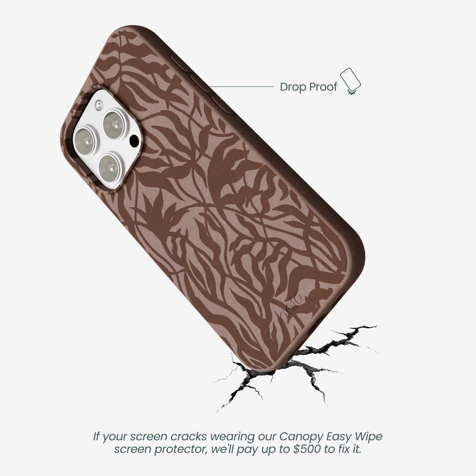 Chocolate Brown Rustic Leaves iPhone 16 Pro Max Case - Image 5