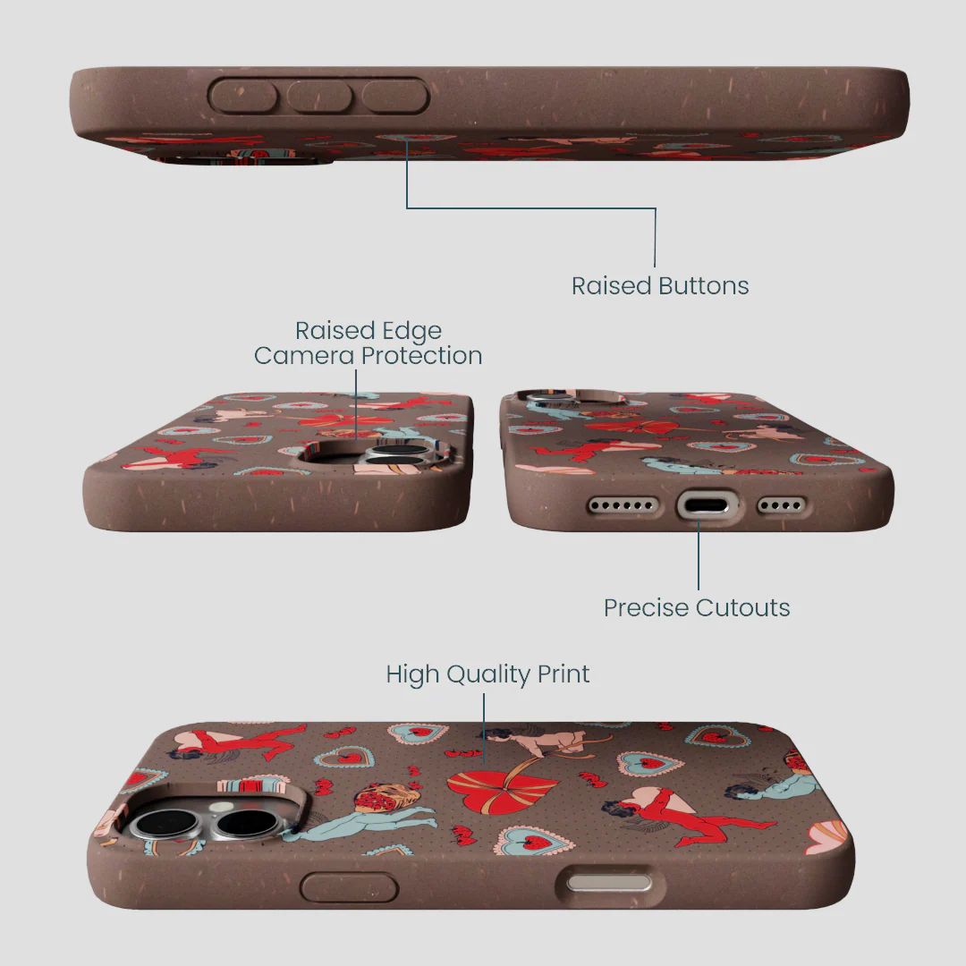 Chocolate Brown Strawberry Cupid iPhone 16 Plus Case - Image 3