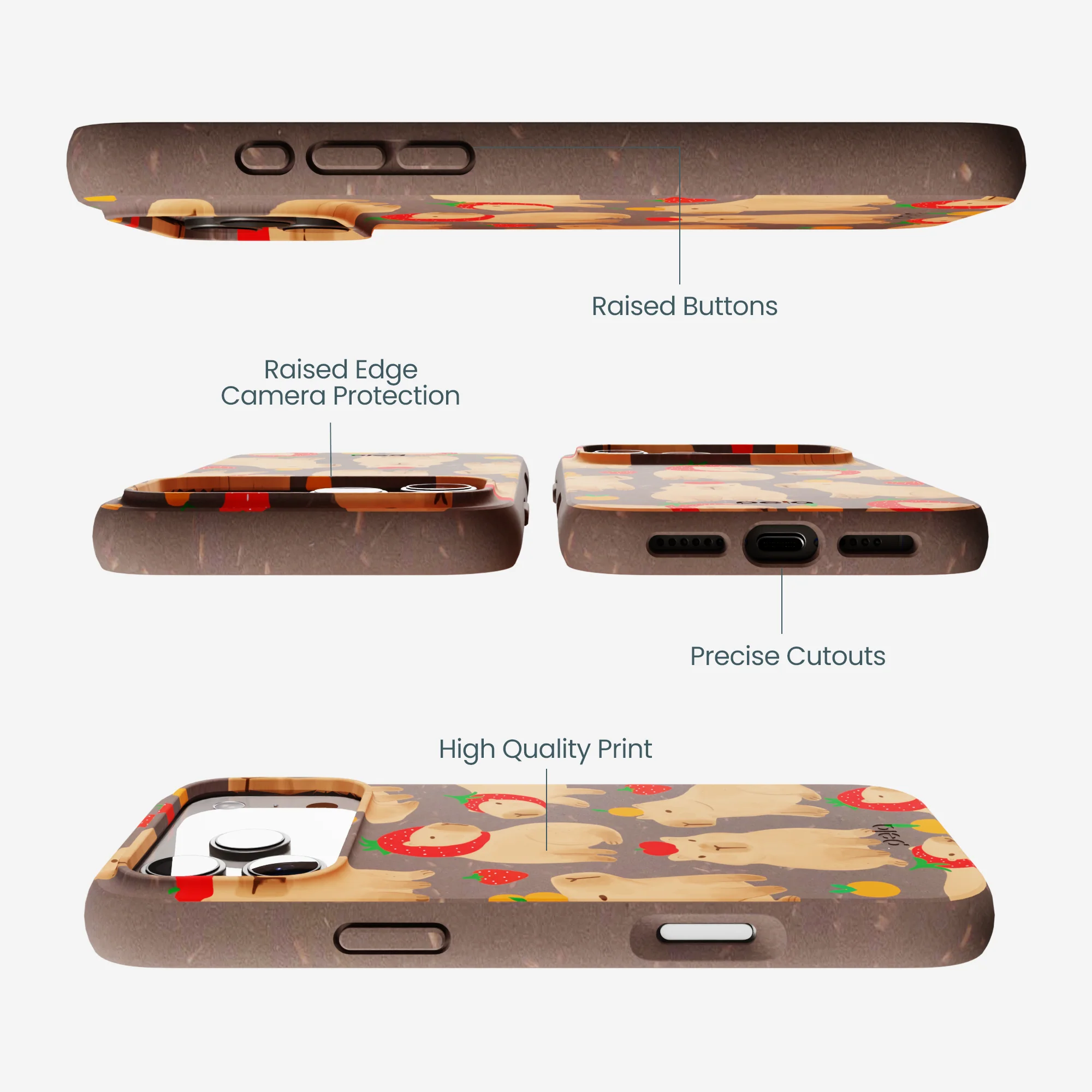 Chocolate Brown Sweet Capybaras iPhone 17 Pro Max Case - Image 3