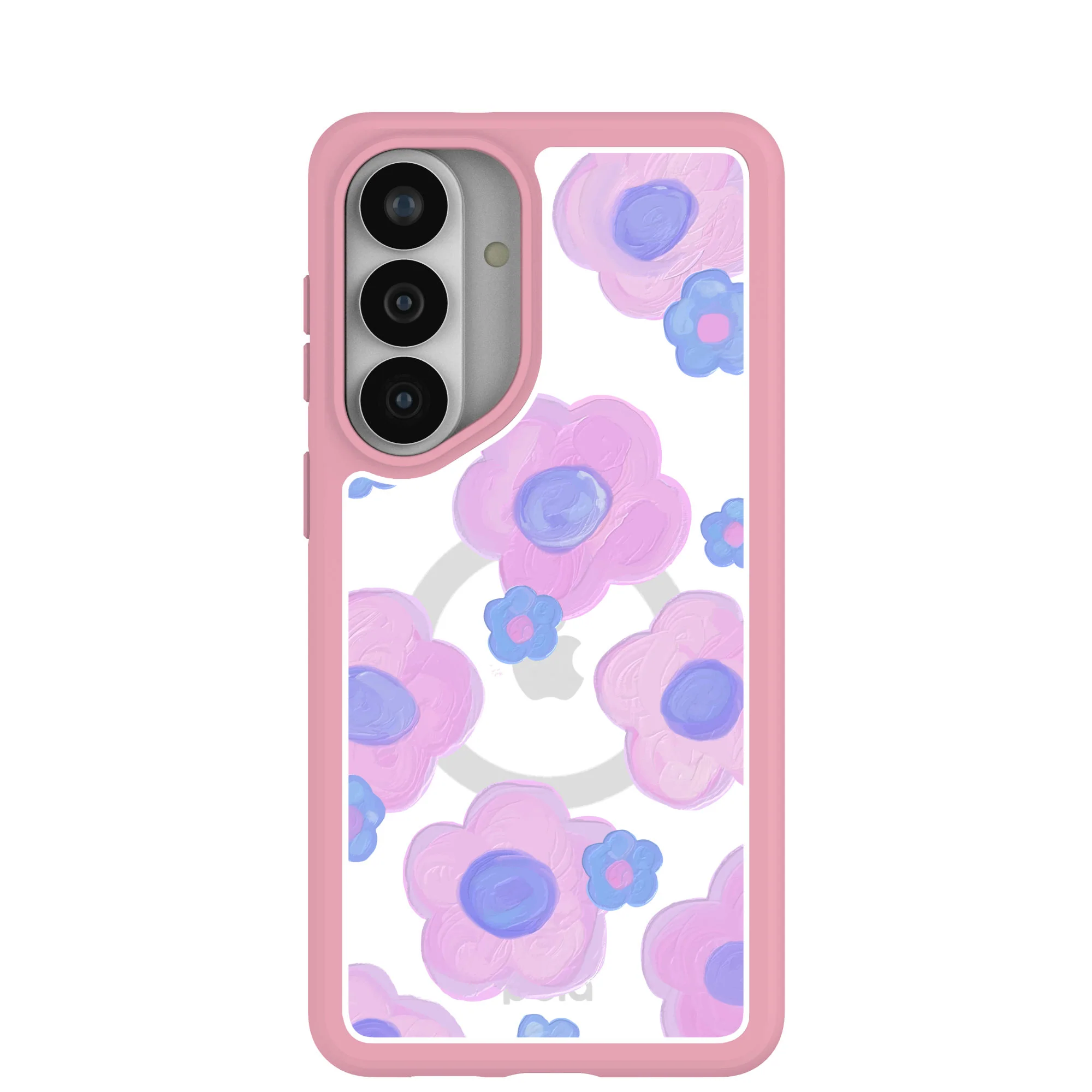 Clear Blush Bloom Samsung Galaxy S26+(Plus) Case With Petal Pink Ridge (Magnetic Charging included)