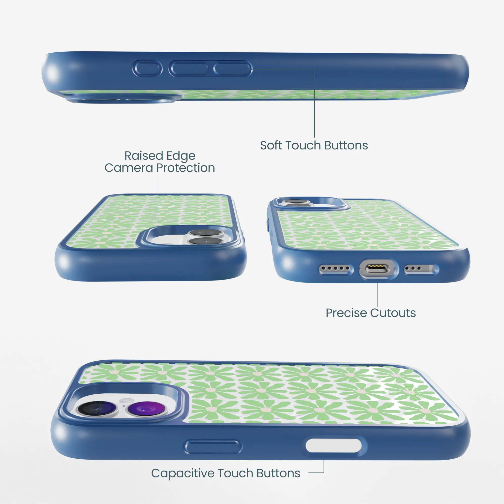 Clear Flower Child iPhone 17 Case With True Blue Ridge (MagSafe included) - Image 3