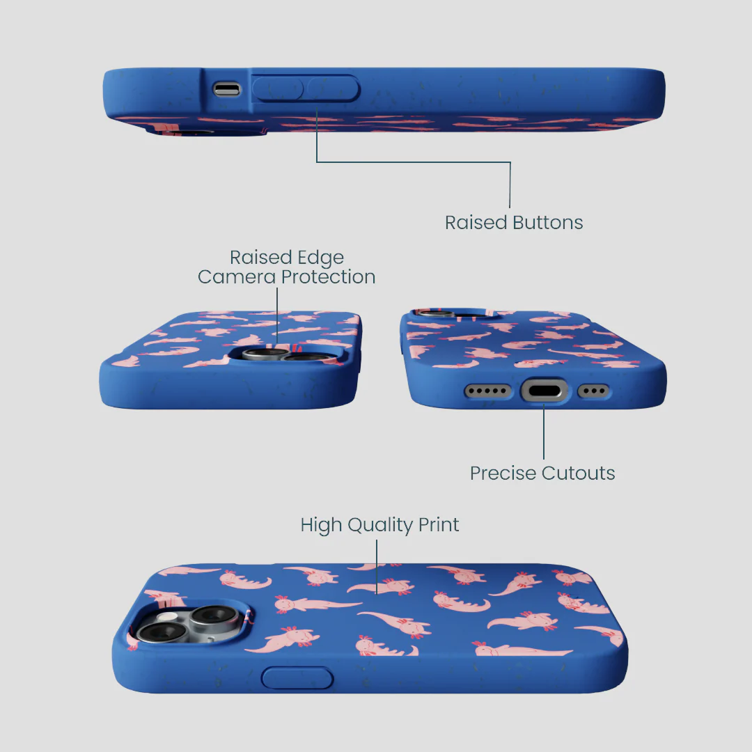 Electric Blue Axolotls iPhone 15 Case - Image 3