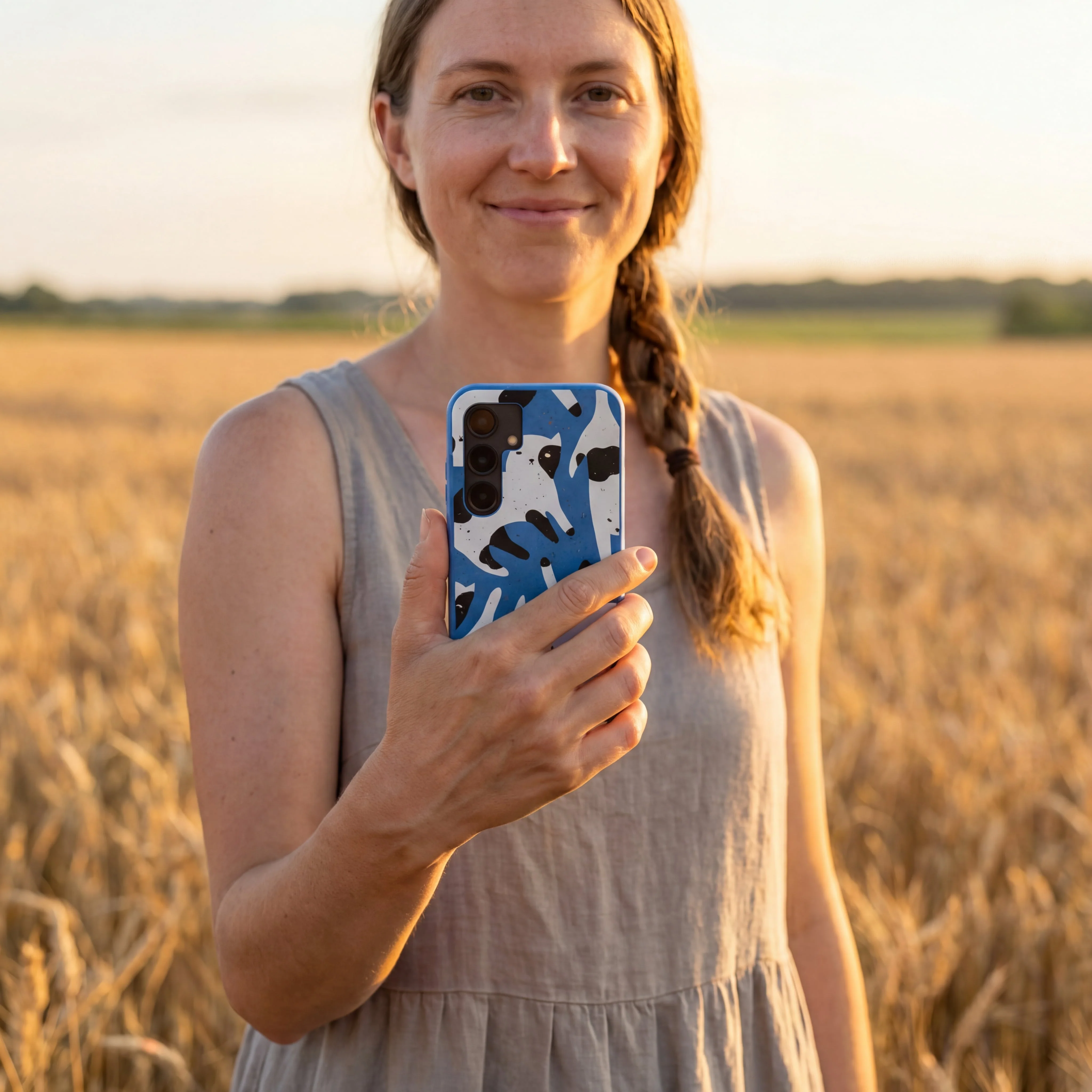 Electric Blue Cat Cow Samsung Galaxy S25 Case - Image 2