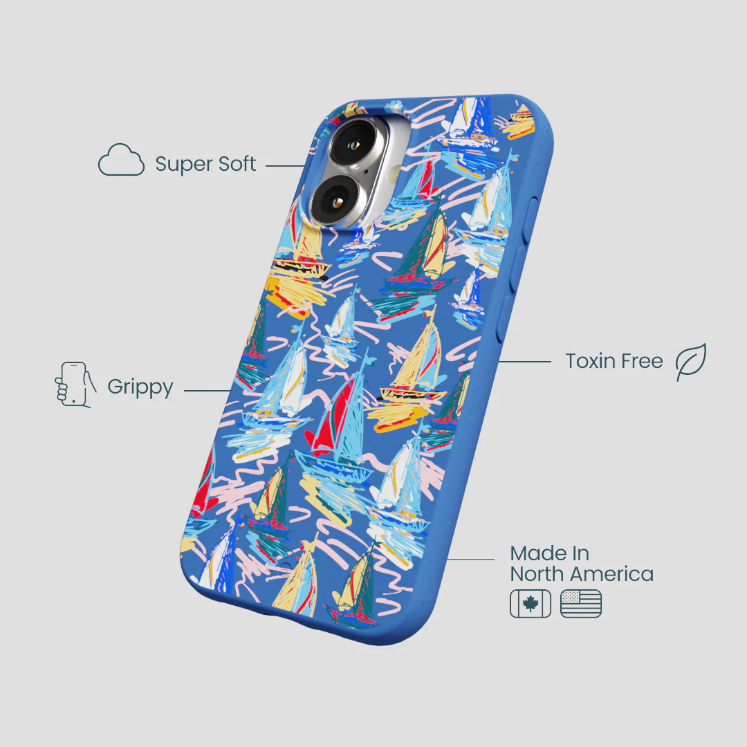 Electric Blue Dockside Dreams iPhone 16 Case - Image 4
