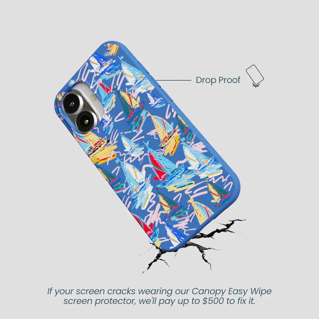 Electric Blue Dockside Dreams iPhone 16 Case - Image 5