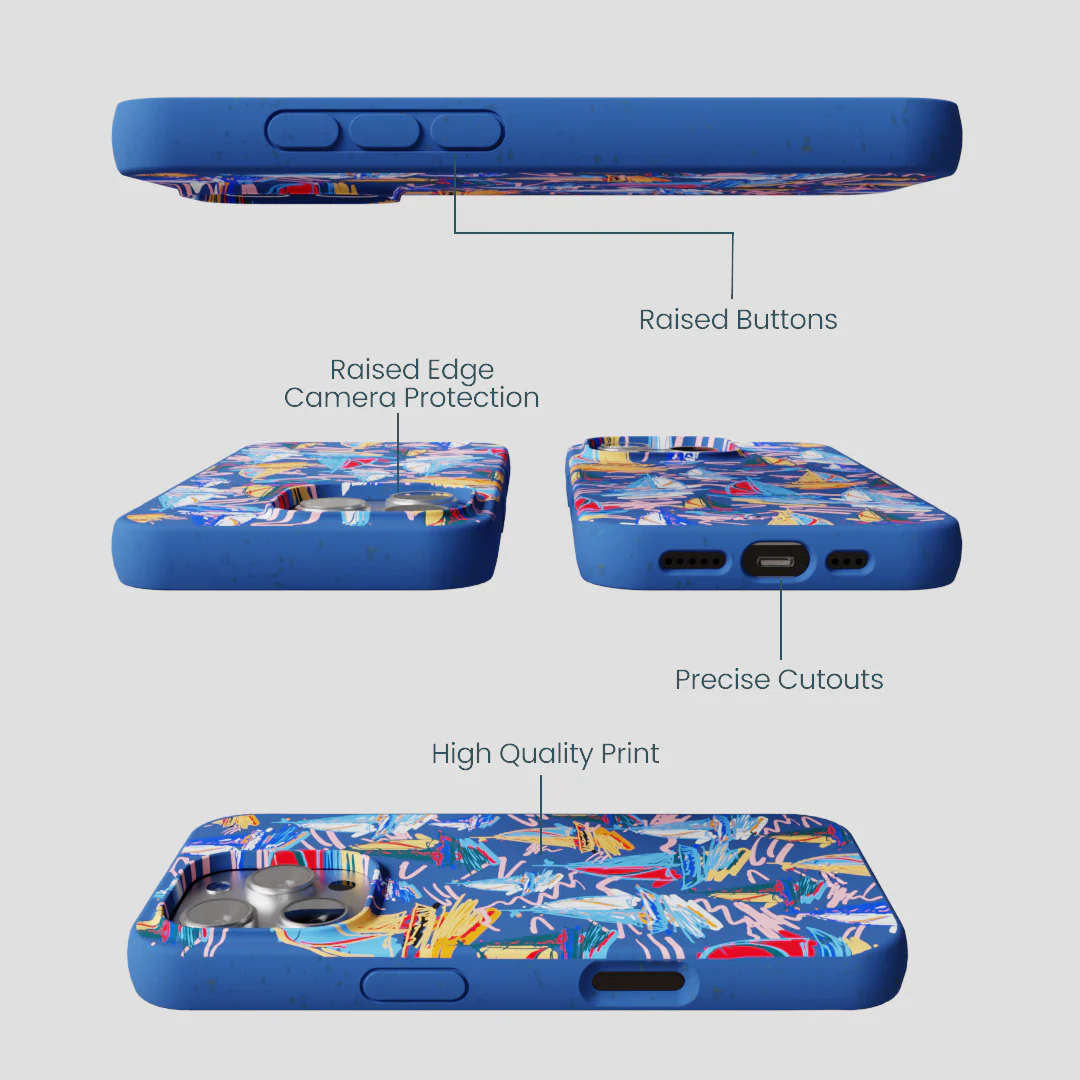 Electric Blue Dockside Dreams iPhone 16 Pro Case - Image 3